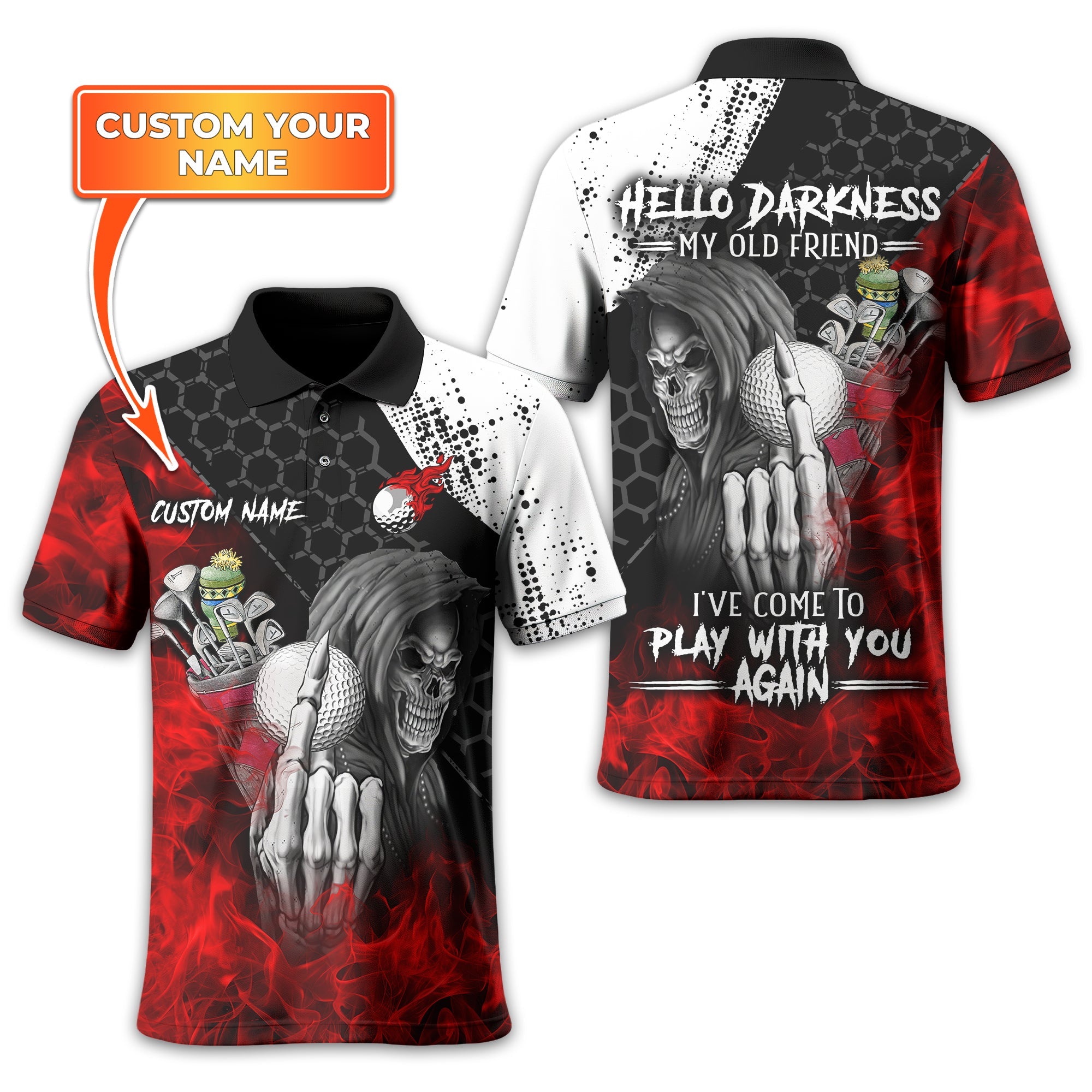 Hello Darkness My Old Friend Custom Golf Shirt, Present For Golfer