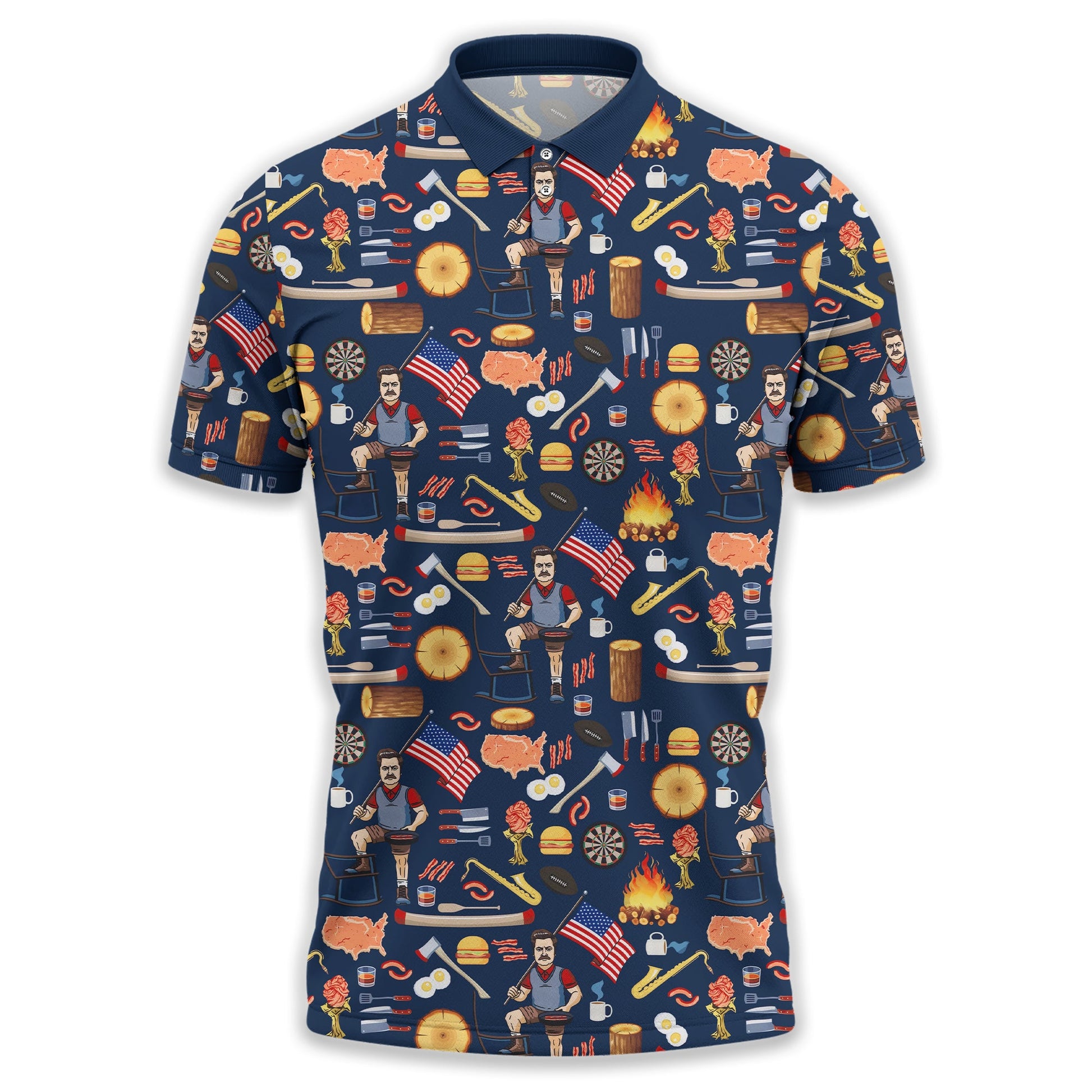 Ron Swanson Men's Golf Polo Shirt, Golfing Apparel, Gift For Golfers