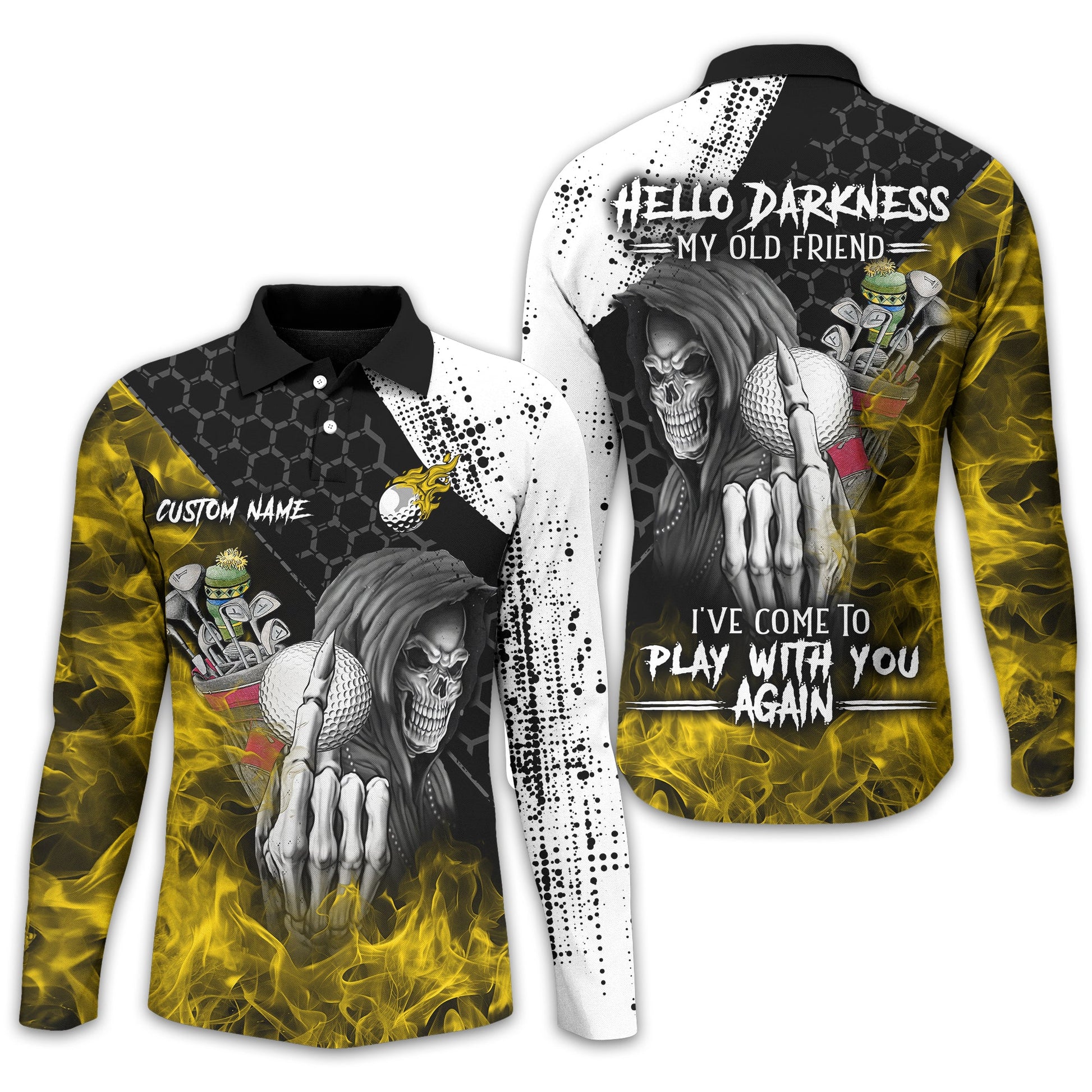 Hello Darkness My Old Friend Custom Golf Shirt, Present For Golfer