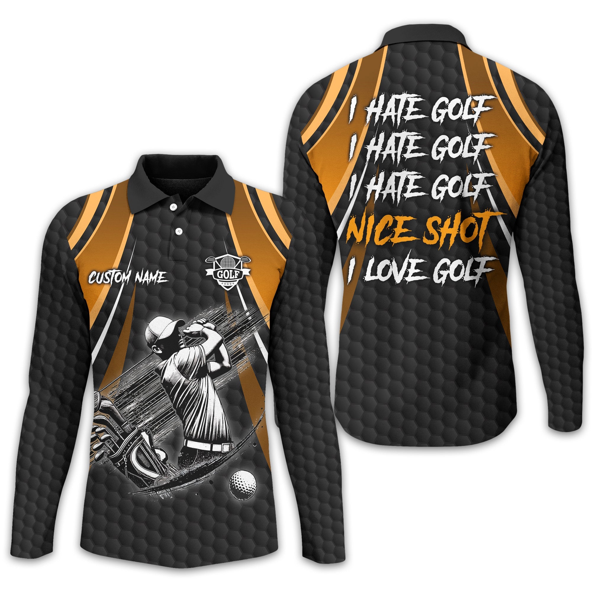 I Hate Golf Custom Men's Golf Polo Shirt, Funny Golf Shirt, Gift For Golfer