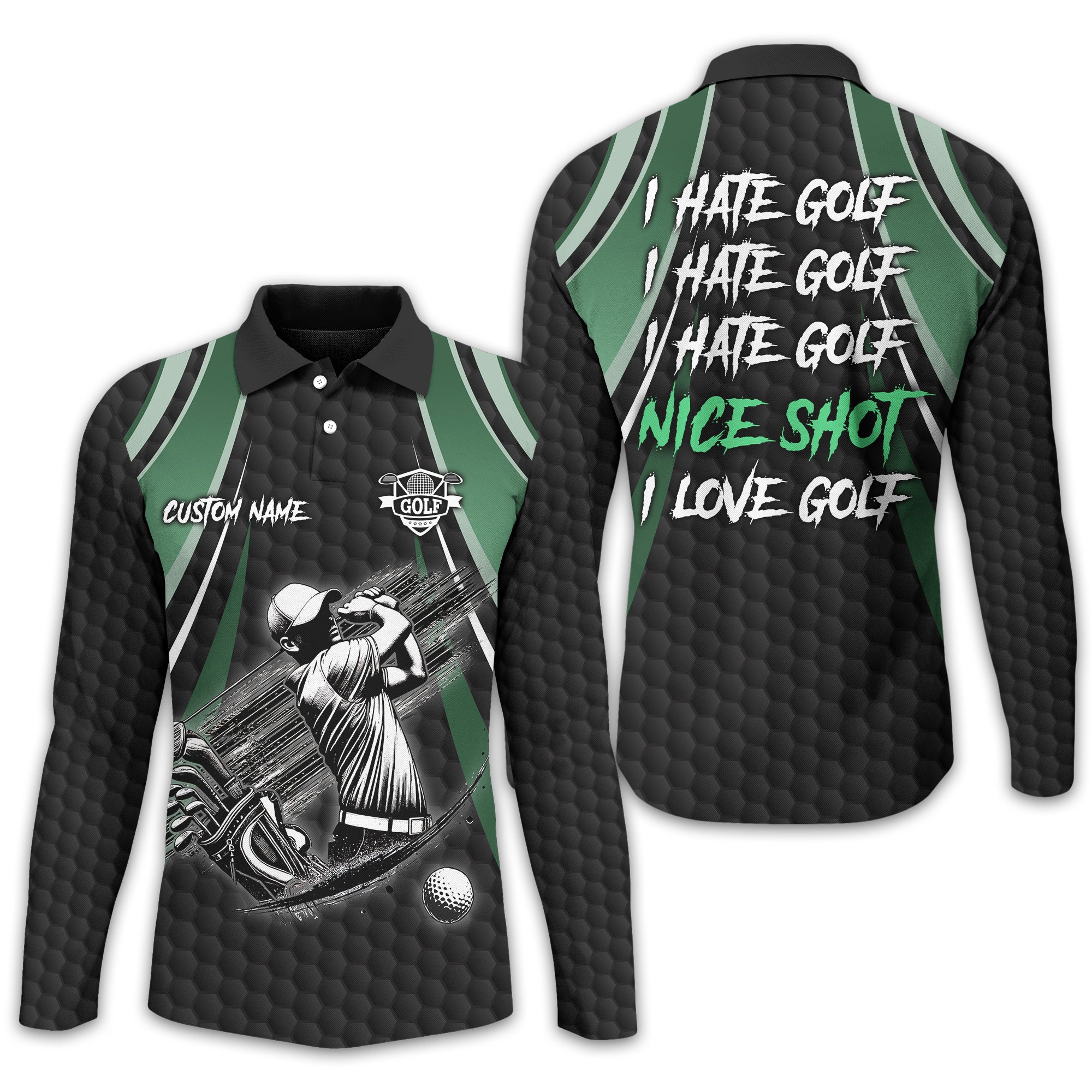 I Hate Golf Custom Men's Golf Polo Shirt, Funny Golf Shirt, Gift For Golfer