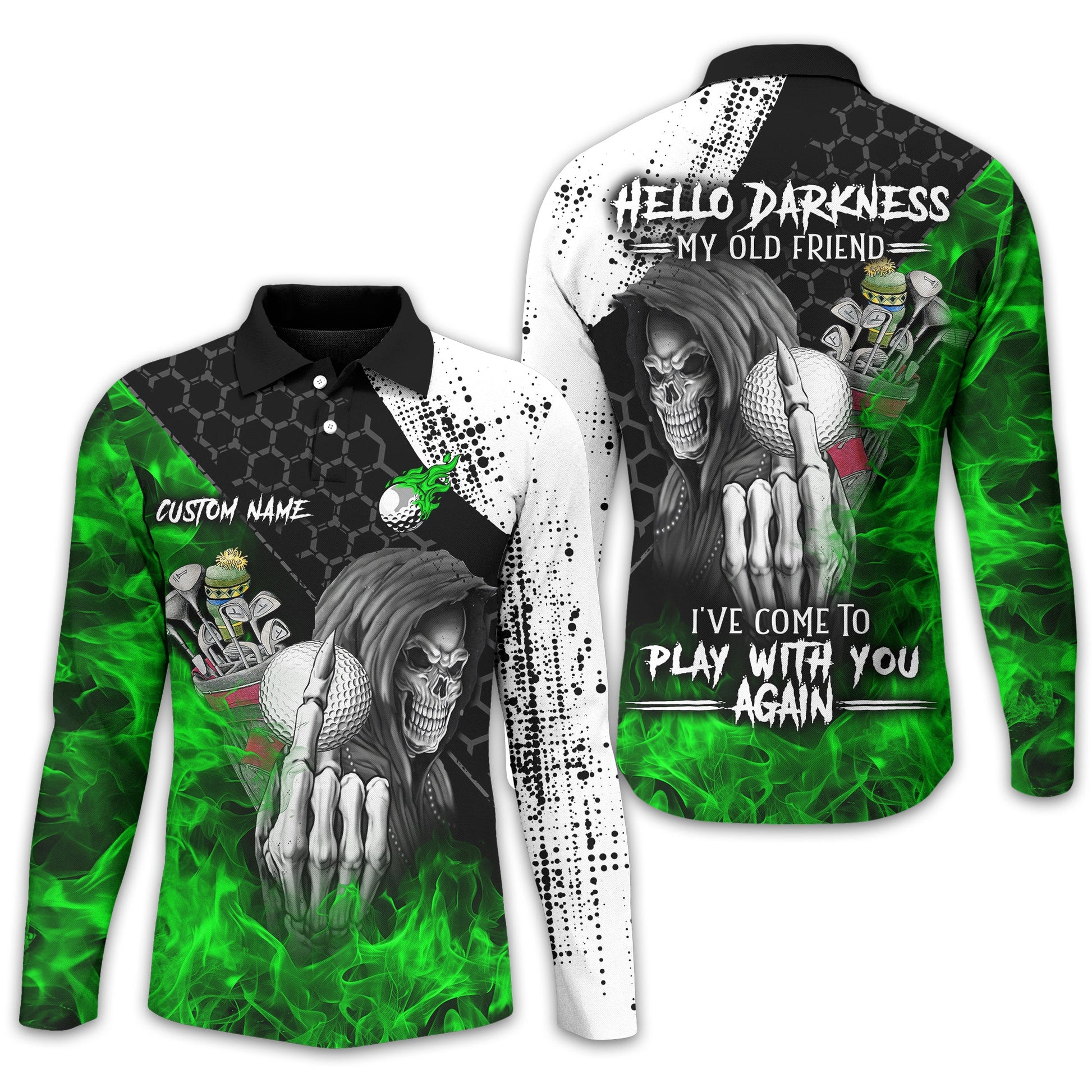 Hello Darkness My Old Friend Custom Golf Shirt, Present For Golfer