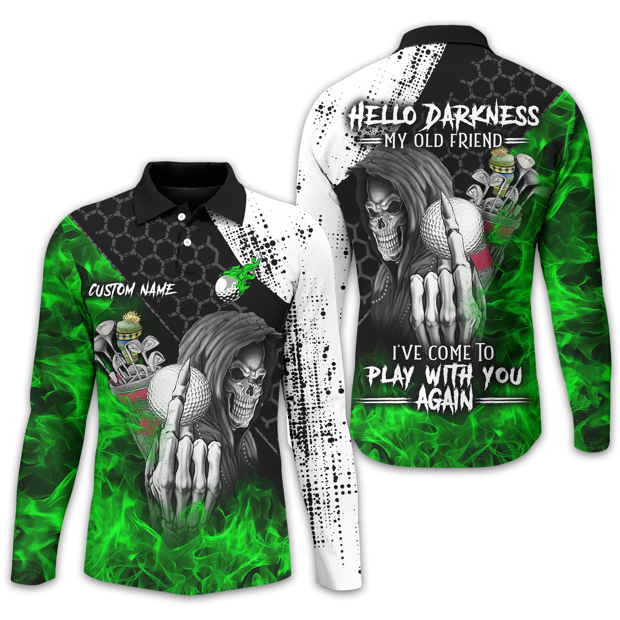 Hello Darkness My Old Friend Custom Golf Shirt, Present For Golfer