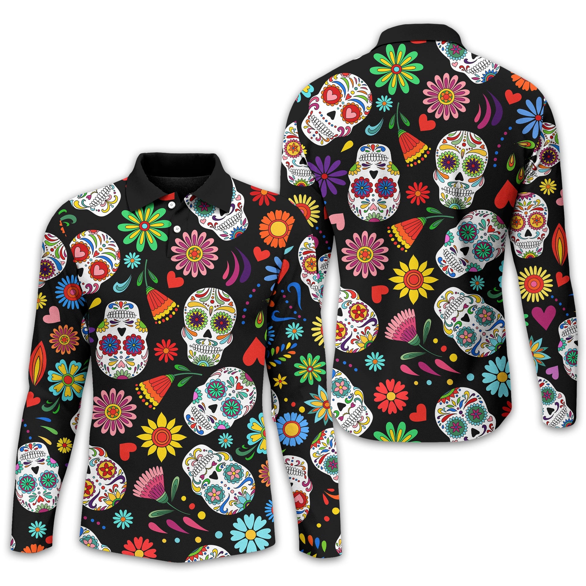 Fiesta Feeling Skull Men's Golf Polo Shirt, Funny Golf Shirt, Gift For Golfers