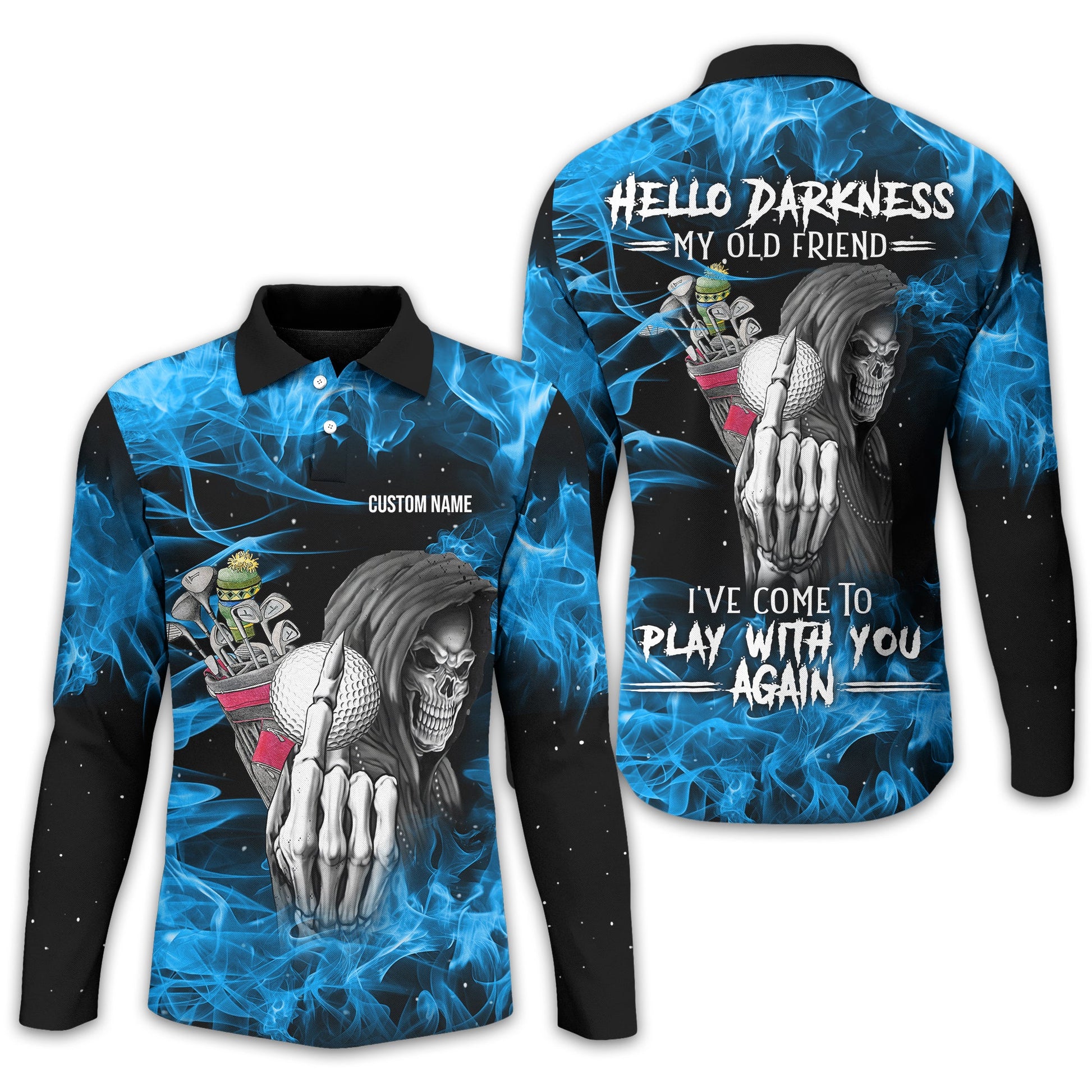 Hello Darkness My Old Friend Personalized Golf Polo Shirt, Golf Shirt For Men, Gift For Golfers