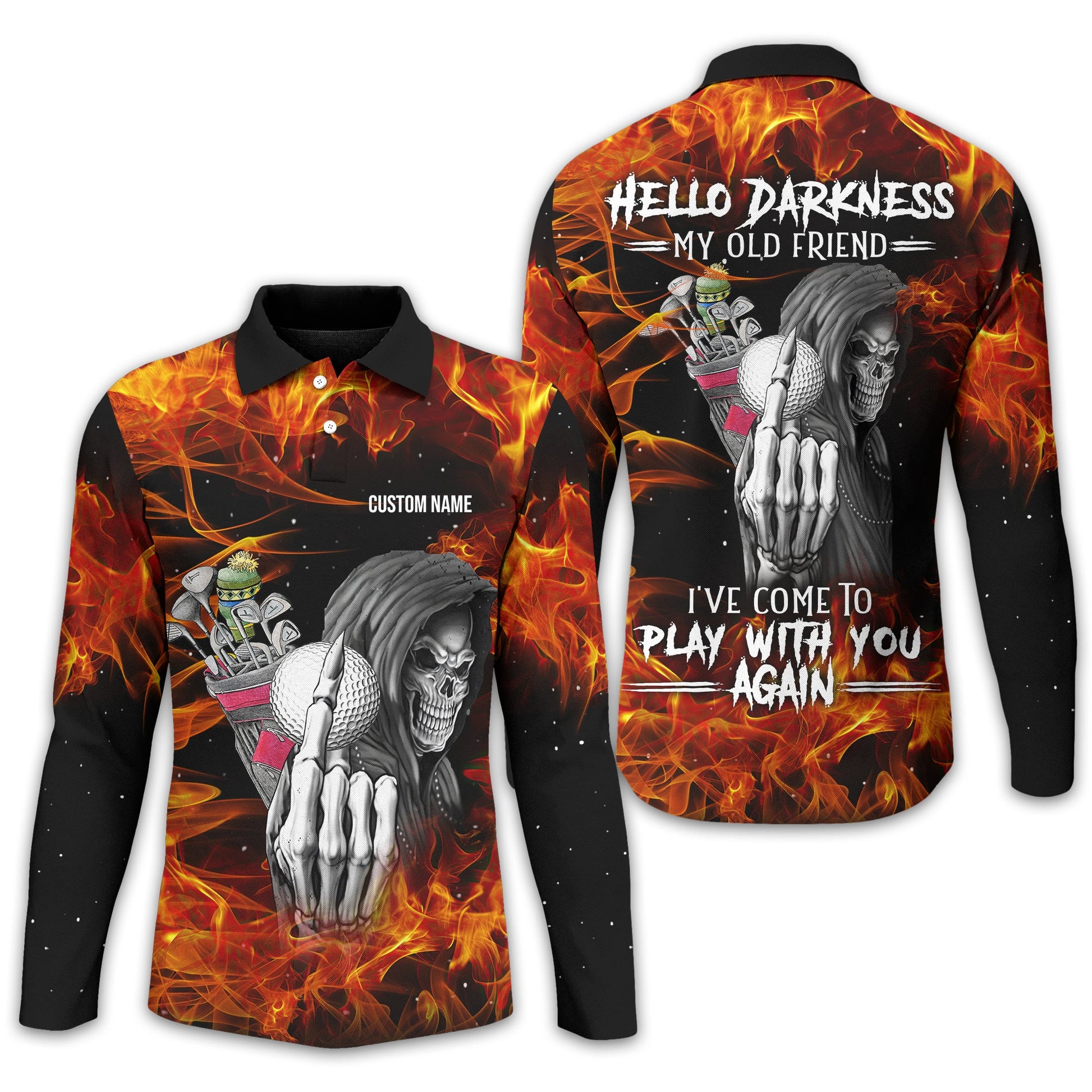 Hello Darkness My Old Friend Personalized Golf Polo Shirt, Golf Shirt For Men, Gift For Golfers