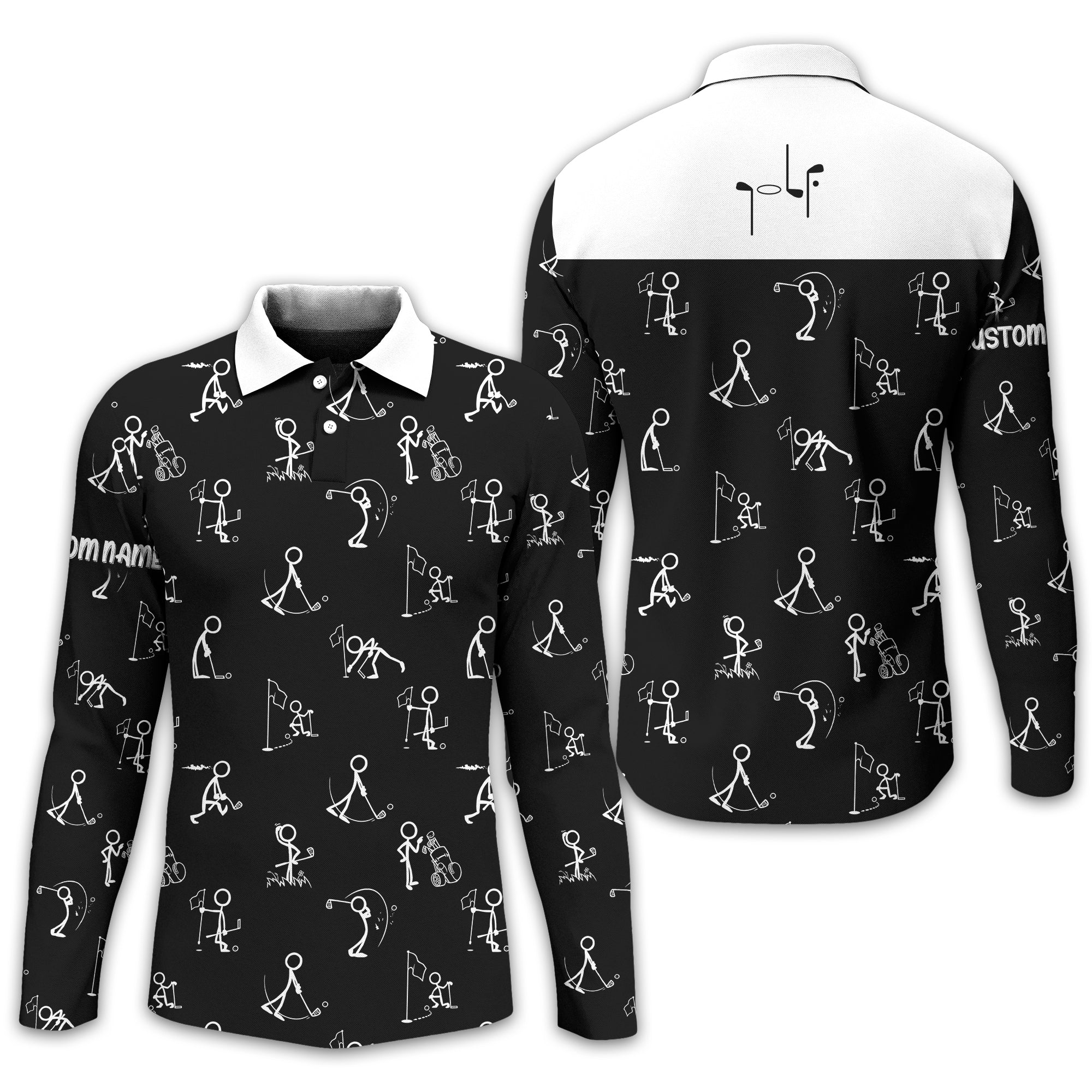 Funny Stick Figure Golf Polo Shirt, Gift For Golfers, Golf Gift For Him