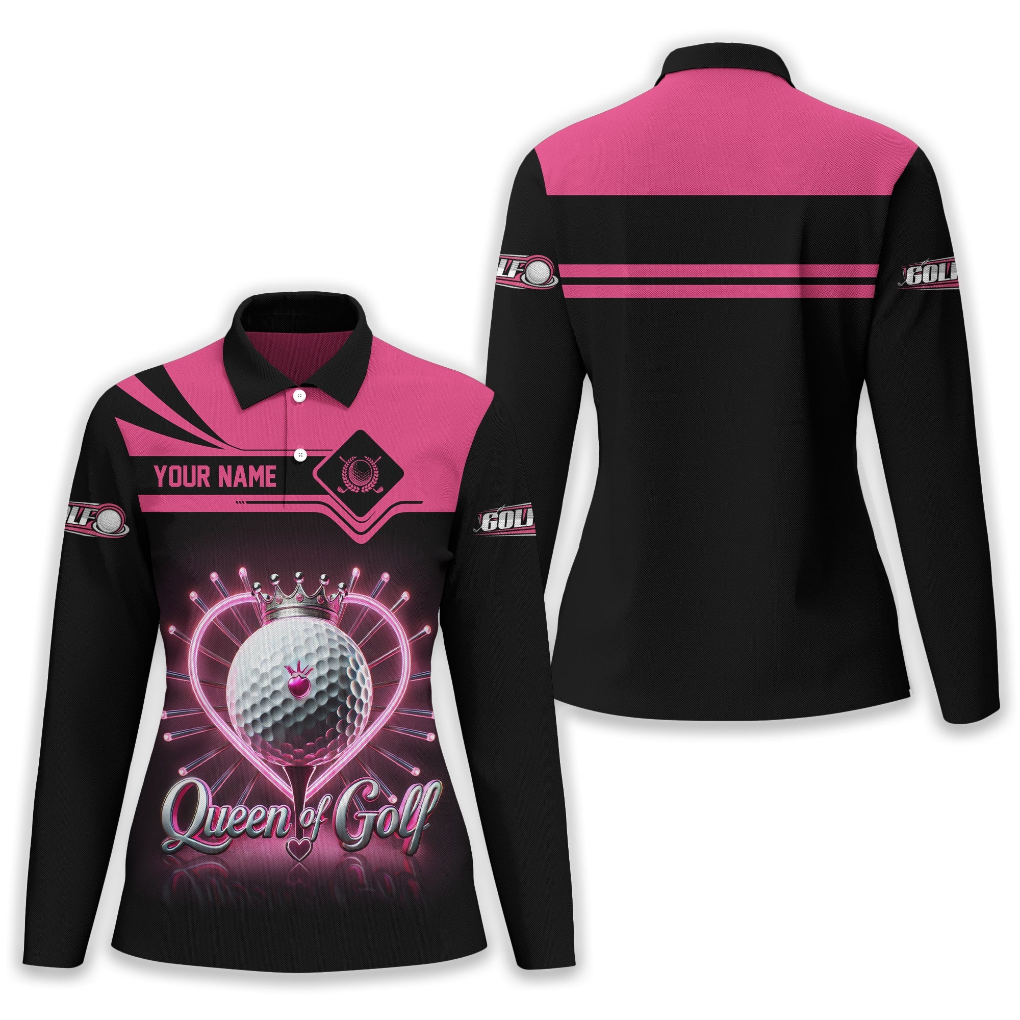 Queen Of Golf Custom Womens Golf Polo Shirt, Golfing Apparel, Womens Golf Gifts