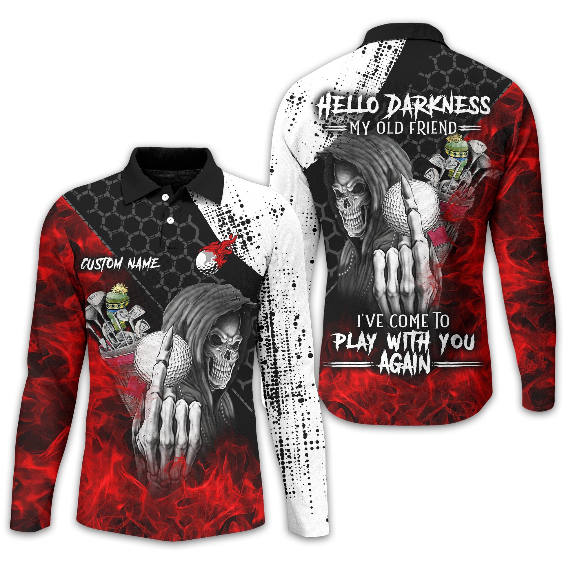 Hello Darkness My Old Friend Custom Golf Shirt, Present For Golfer