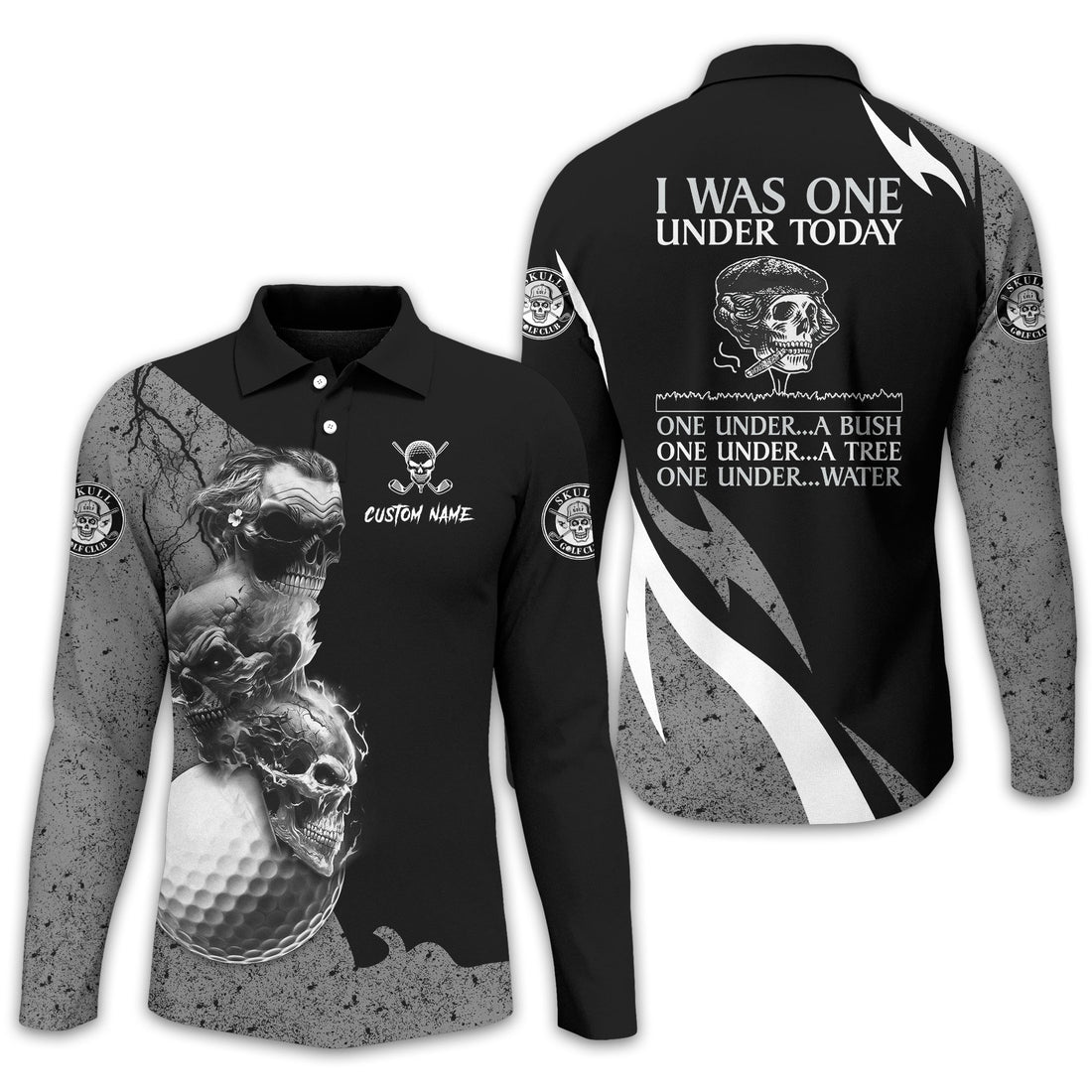 I Was One Under Today Custom Golf Polo Shirt, Skull Golf Shirt, Gift For Golfers, Funny Golf Polo Shirt