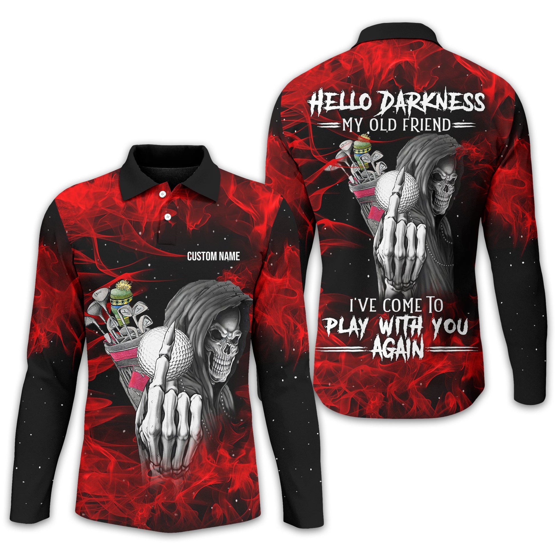 Hello Darkness My Old Friend Personalized Golf Polo Shirt, Golf Shirt For Men, Gift For Golfers