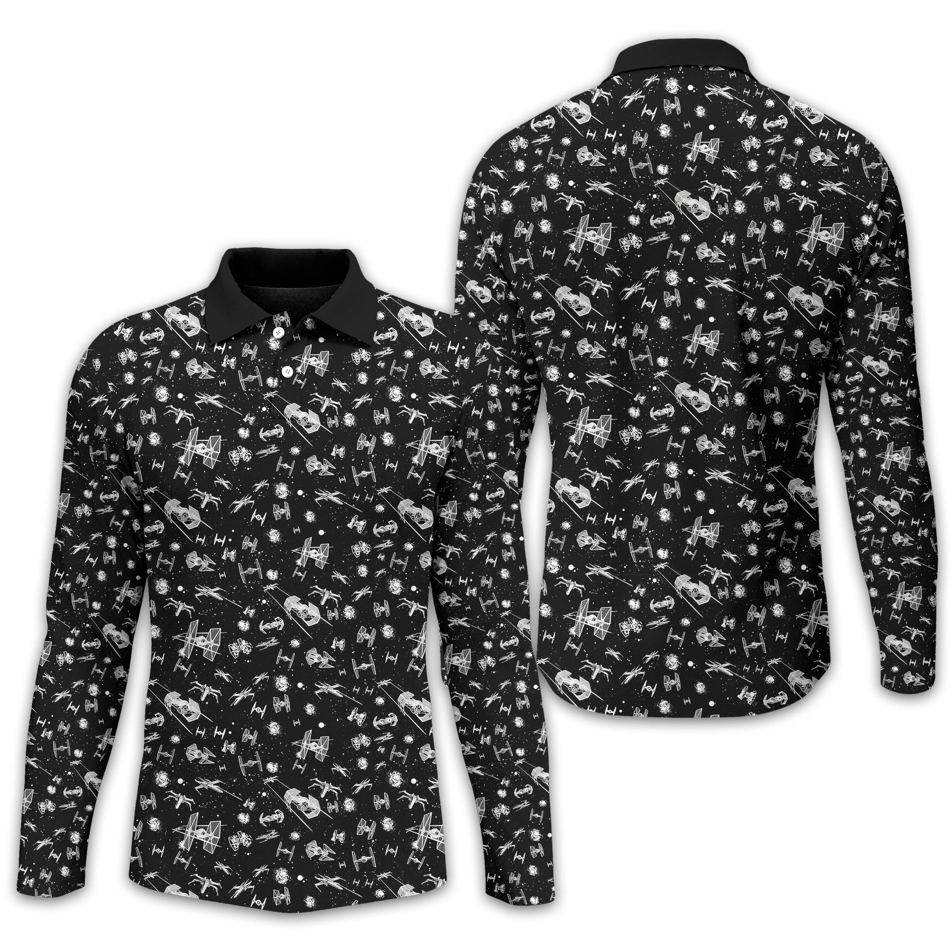 Black Galaxy Golf Polo Shirt, Gift For Golfers, Golf Gift For Men