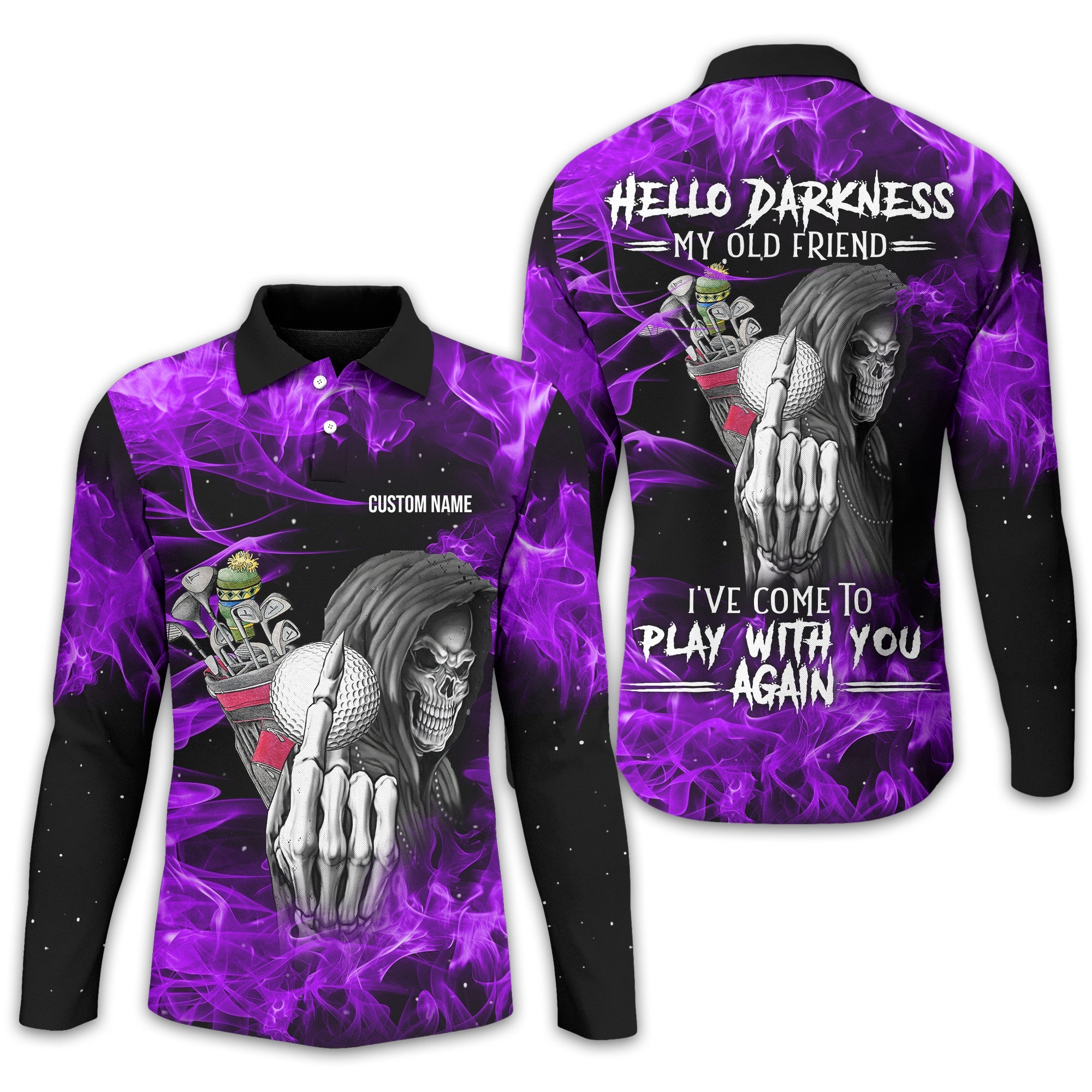 Hello Darkness My Old Friend Personalized Golf Polo Shirt, Golf Shirt For Men, Gift For Golfers