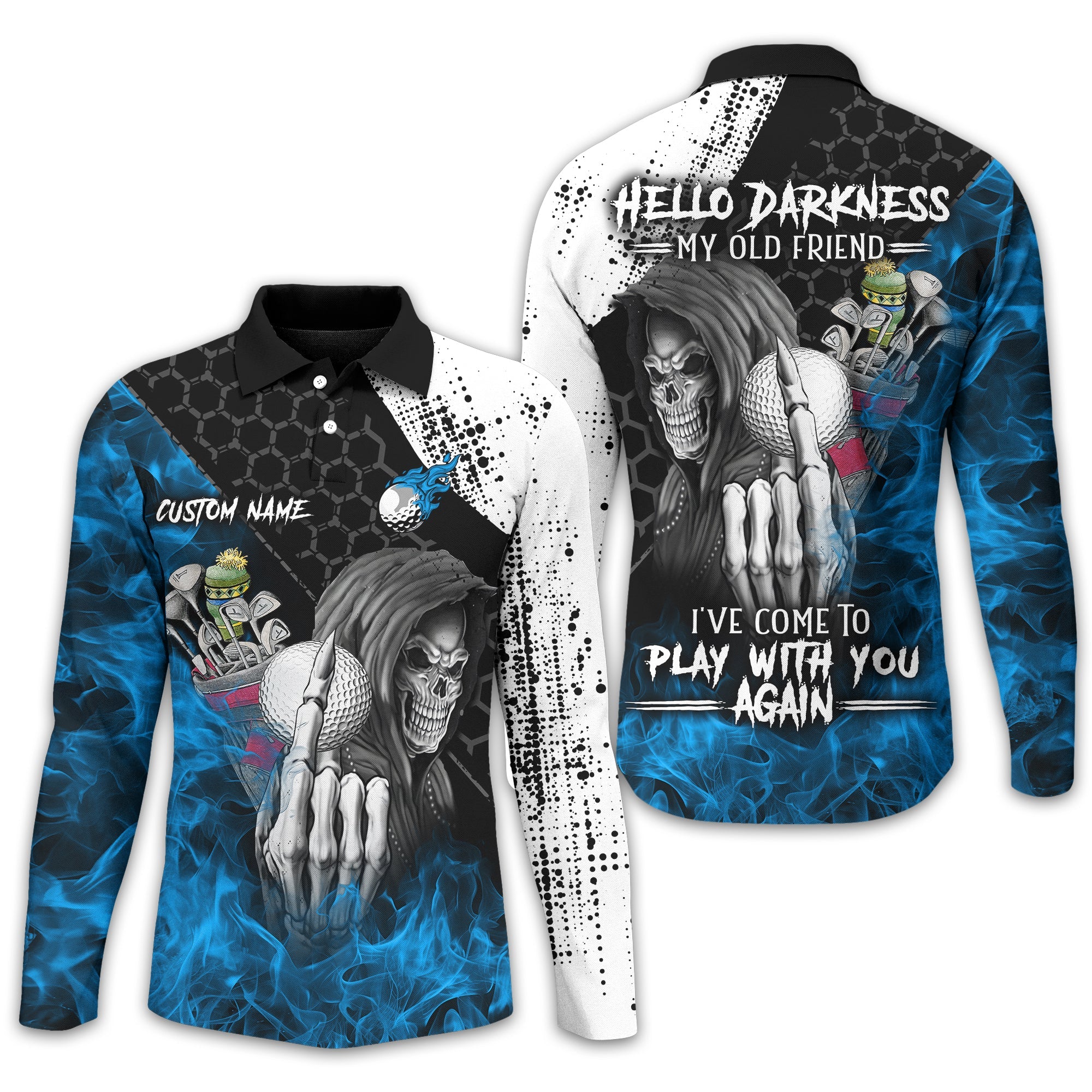 Hello Darkness My Old Friend Custom Golf Shirt, Present For Golfer