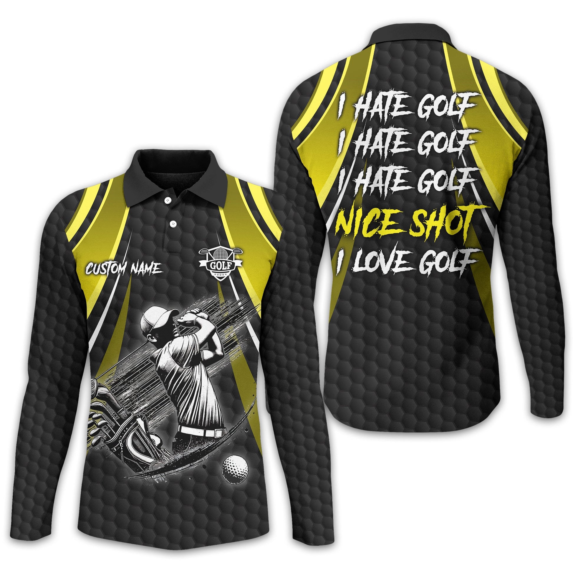 I Hate Golf Custom Men's Golf Polo Shirt, Funny Golf Shirt, Gift For Golfer