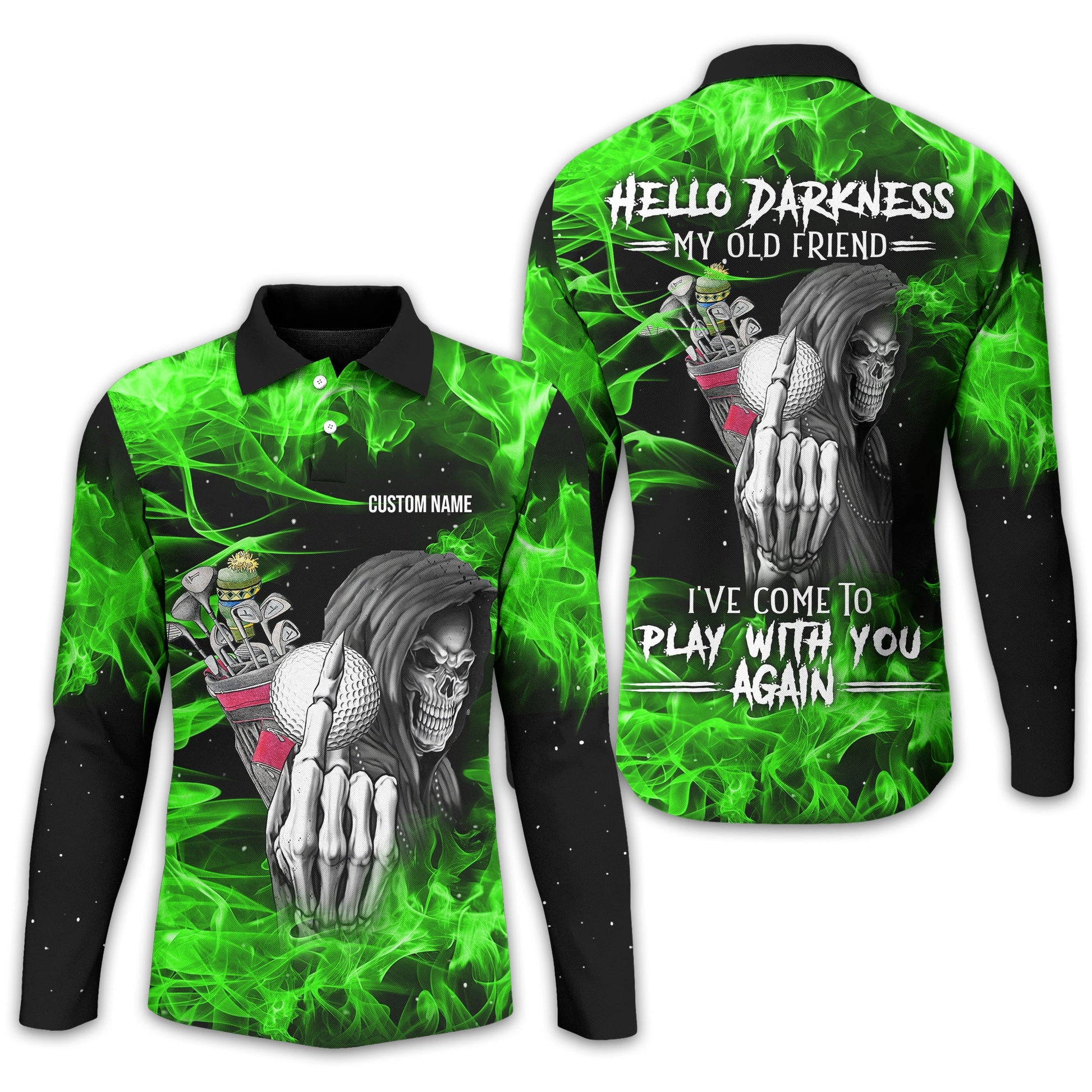 Hello Darkness My Old Friend Personalized Golf Polo Shirt, Golf Shirt For Men, Gift For Golfers