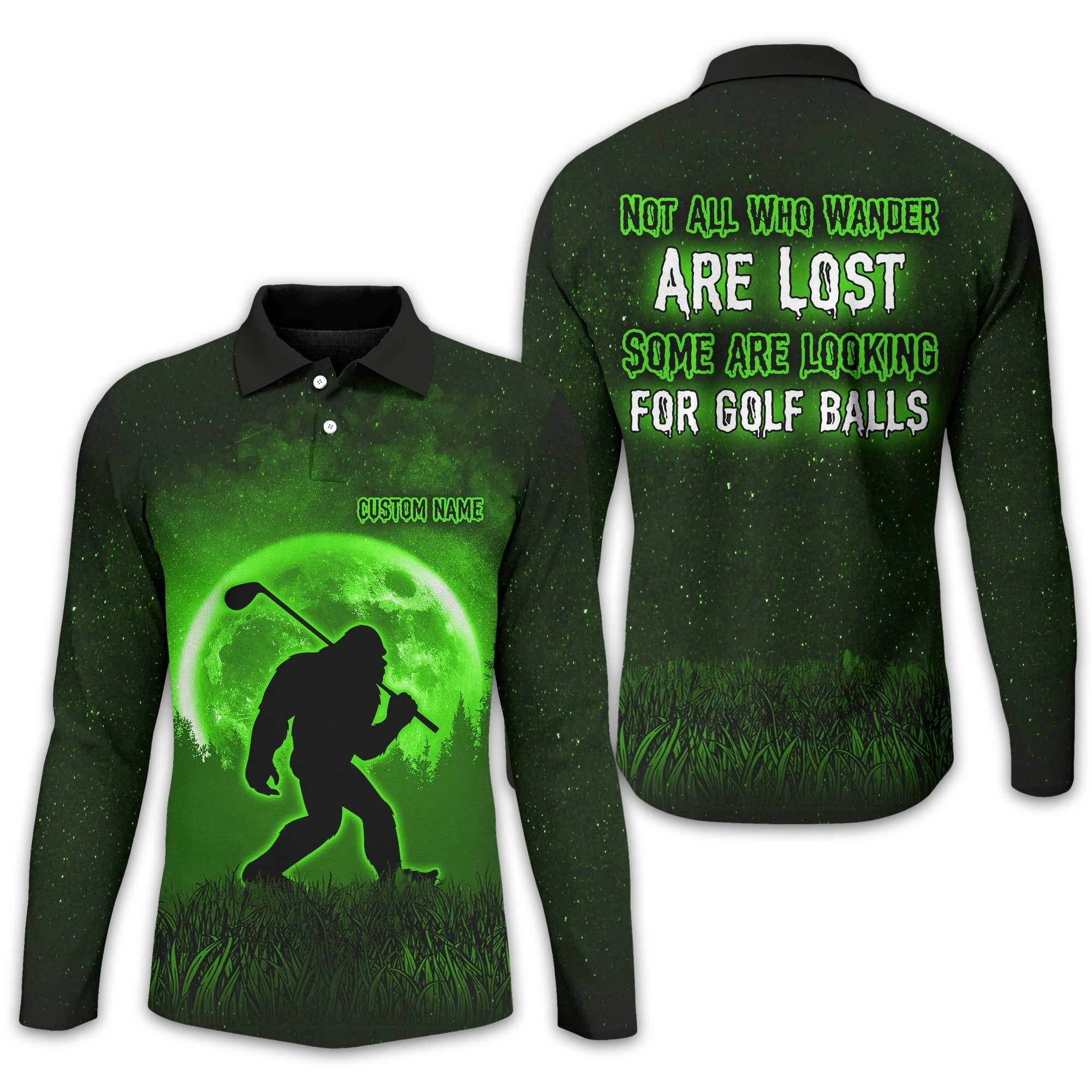 Not All Who Wander Are Lost Bigfoot Hawaiian Golf Shirt, Personalized Golf Shirt, Funny Golf Polo Shirt