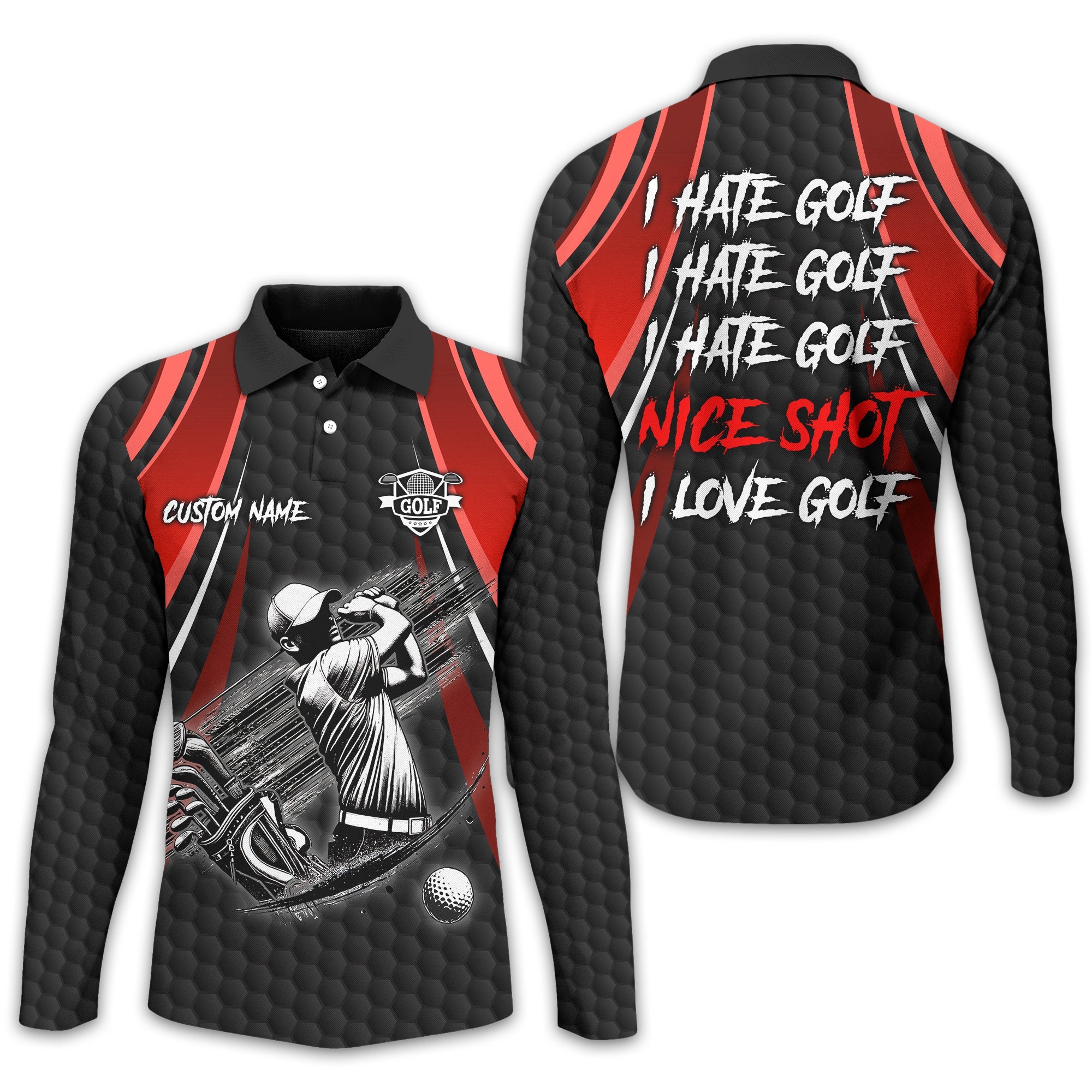 I Hate Golf Custom Men's Golf Polo Shirt, Funny Golf Shirt, Gift For Golfer