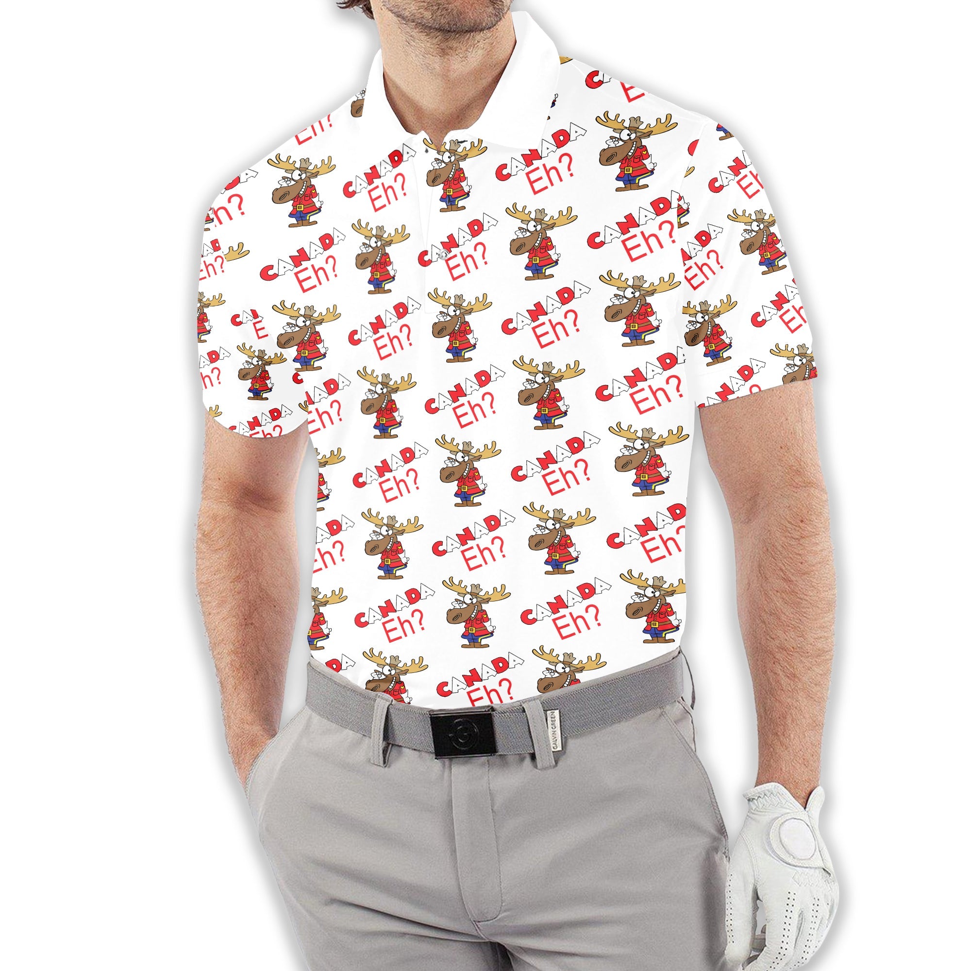 Canada EH? Golfing Men's Golf Polo Shirt, Golfing Apparel, Mens Golf Gift