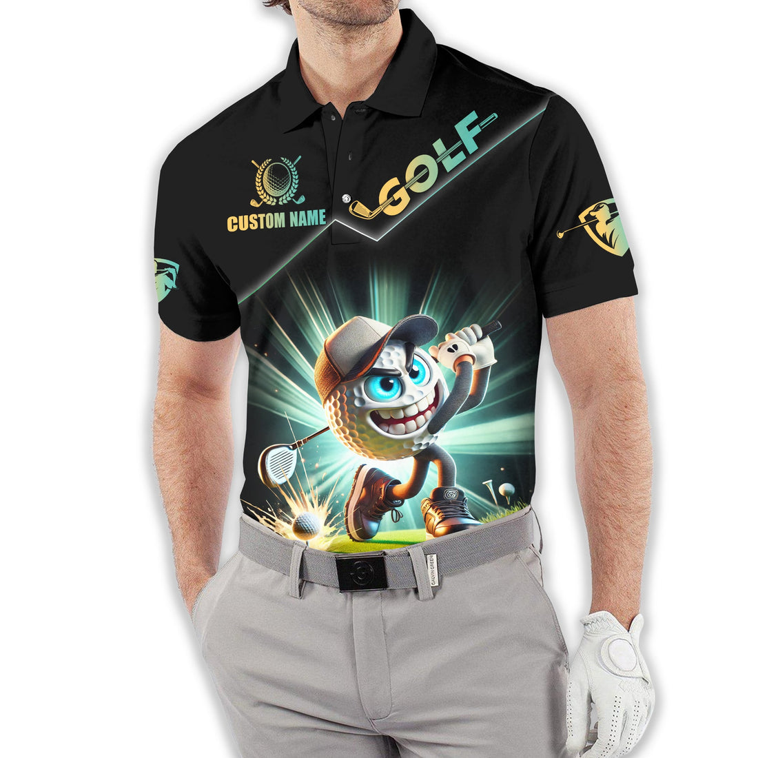 Funny Golf Ball, Custom Funny 3D Men's Golf Polo Shirt, Golfing Apparel, Gift For Golfers