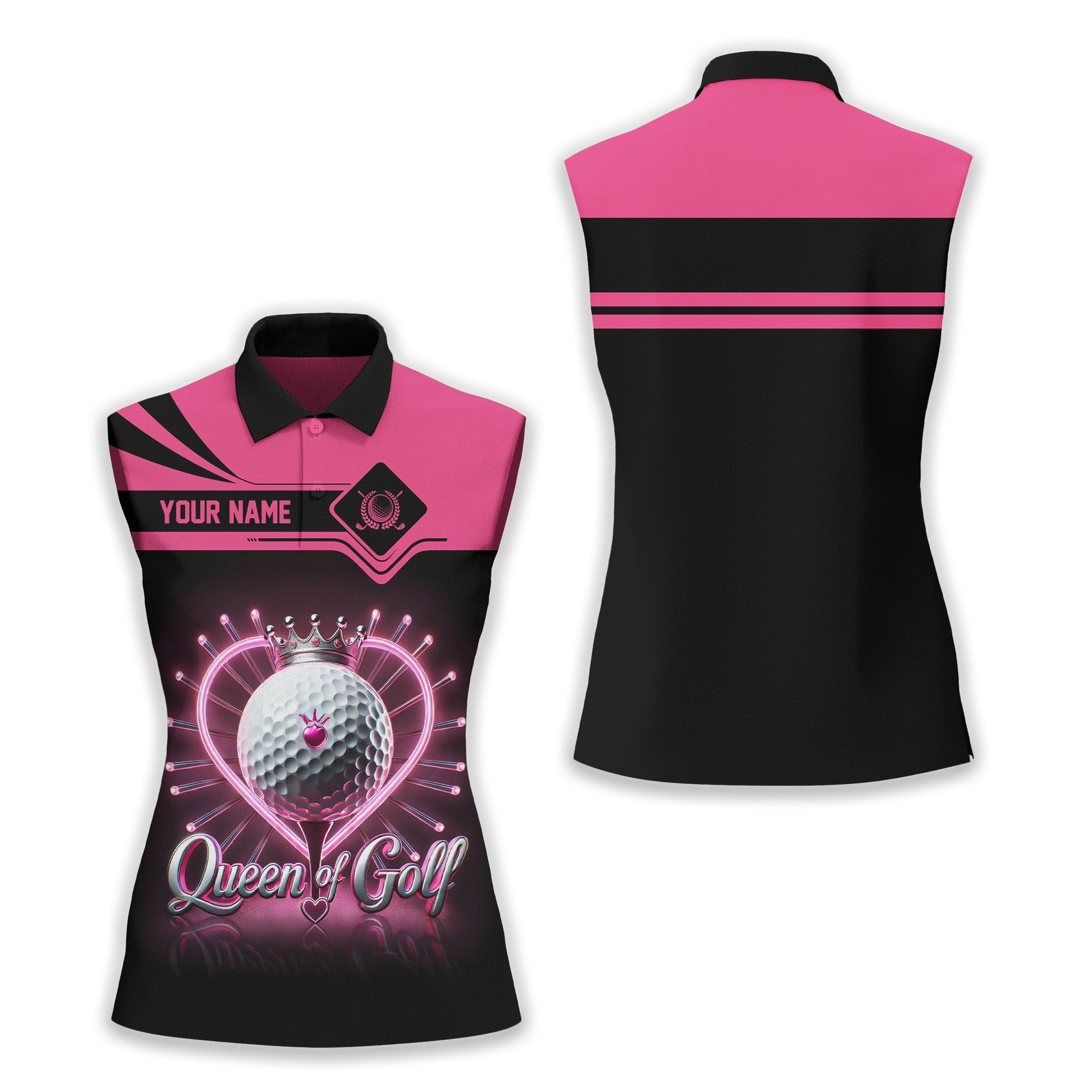 Queen Of Golf Custom Womens Golf Polo Shirt, Golfing Apparel, Womens Golf Gifts