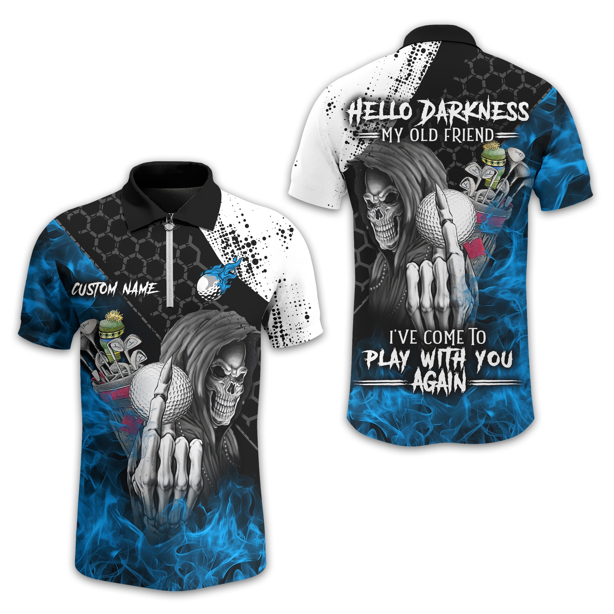 Hello Darkness My Old Friend Custom Golf Shirt, Present For Golfer