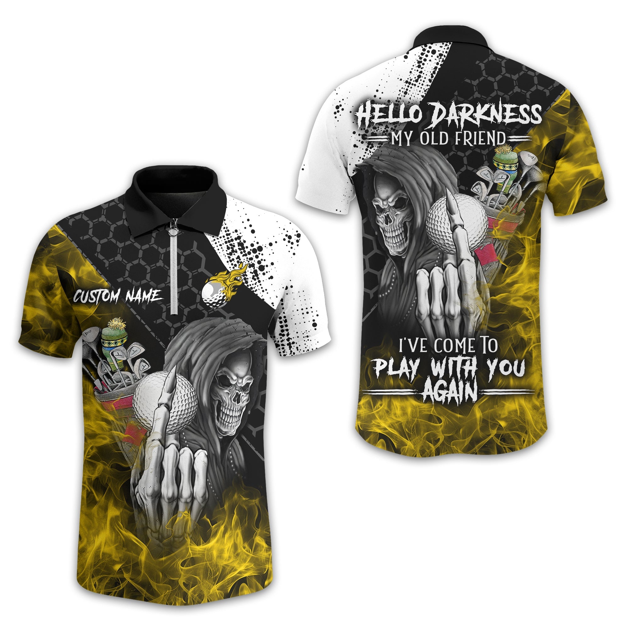 Hello Darkness My Old Friend Custom Golf Shirt, Present For Golfer