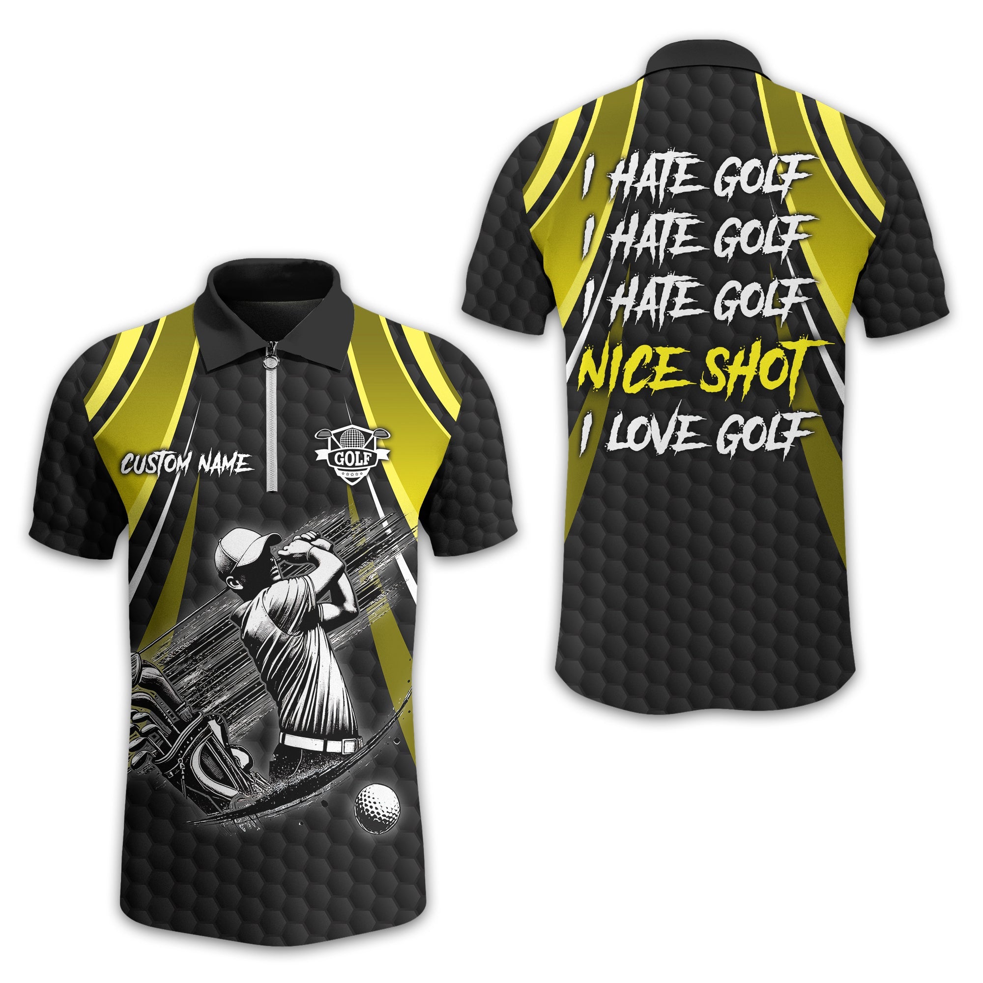 I Hate Golf Custom Men's Golf Polo Shirt, Funny Golf Shirt, Gift For Golfer