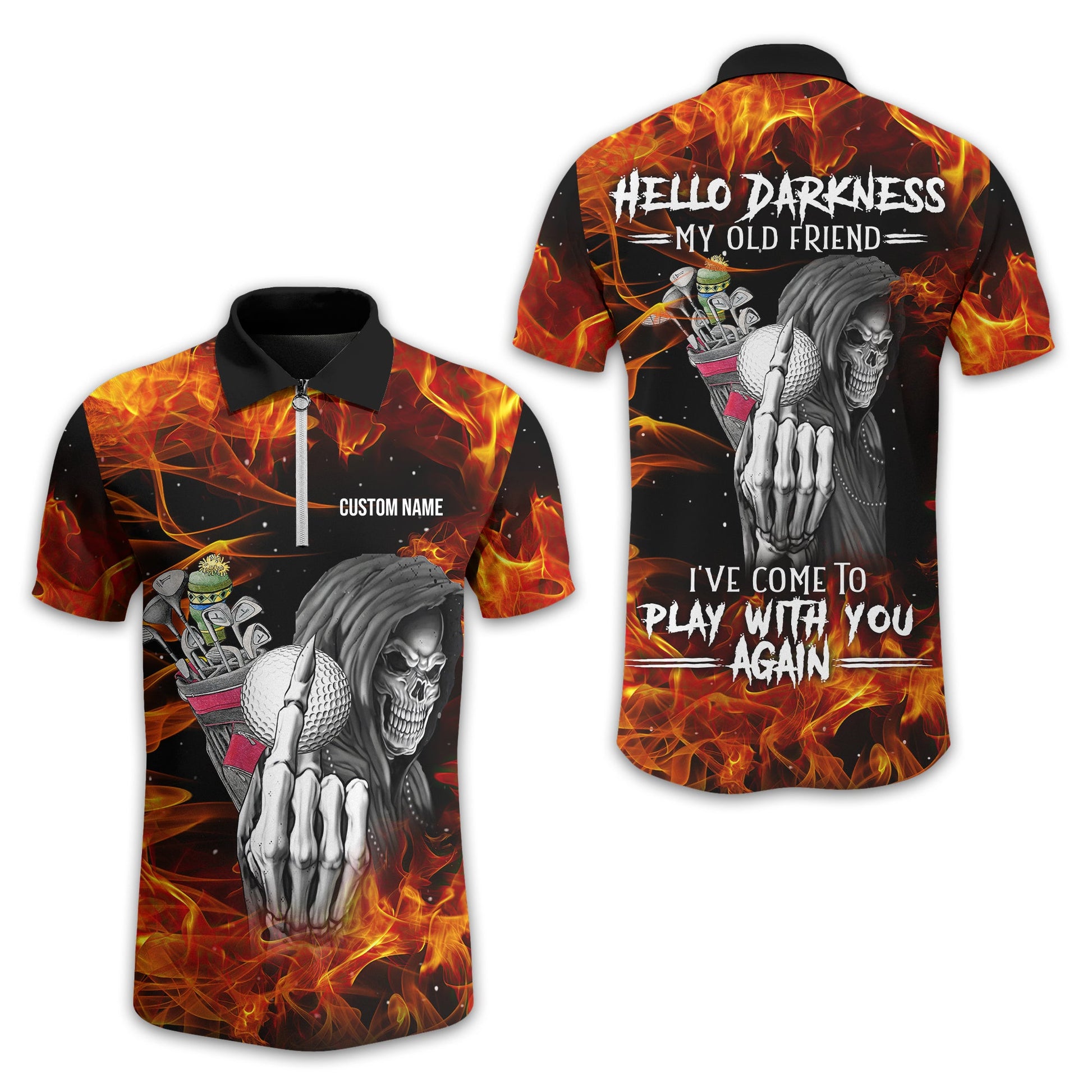 Hello Darkness My Old Friend Personalized Golf Polo Shirt, Golf Shirt For Men, Gift For Golfers