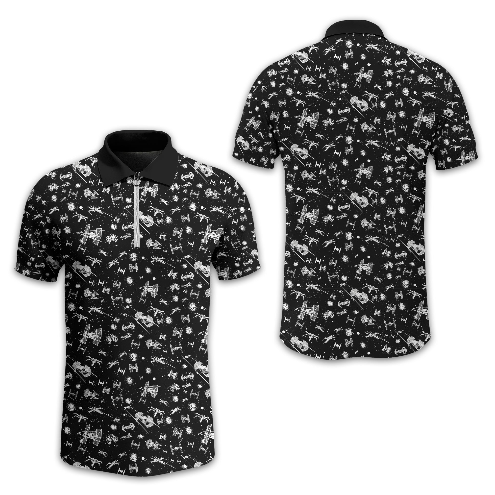Black Galaxy Golf Polo Shirt, Gift For Golfers, Golf Gift For Men