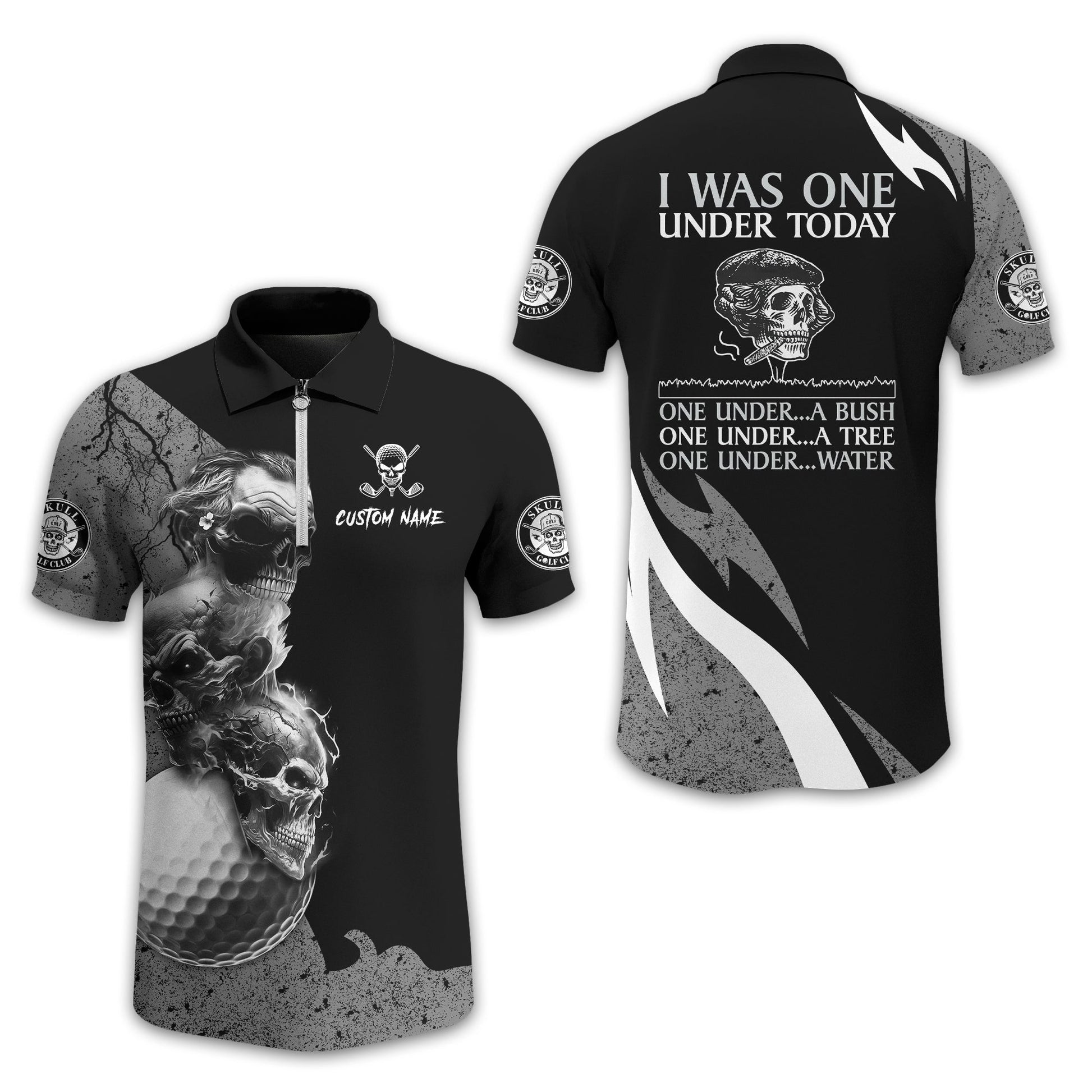I Was One Under Today Custom Golf Polo Shirt, Skull Golf Shirt, Gift For Golfers, Funny Golf Polo Shirt