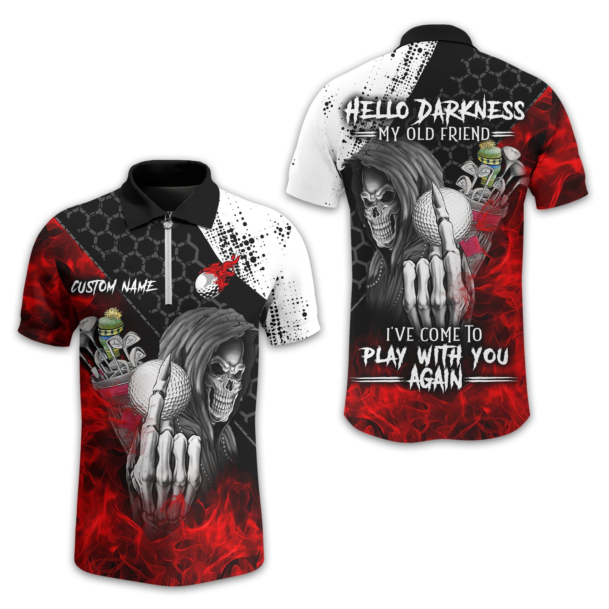 Hello Darkness My Old Friend Custom Golf Shirt, Present For Golfer