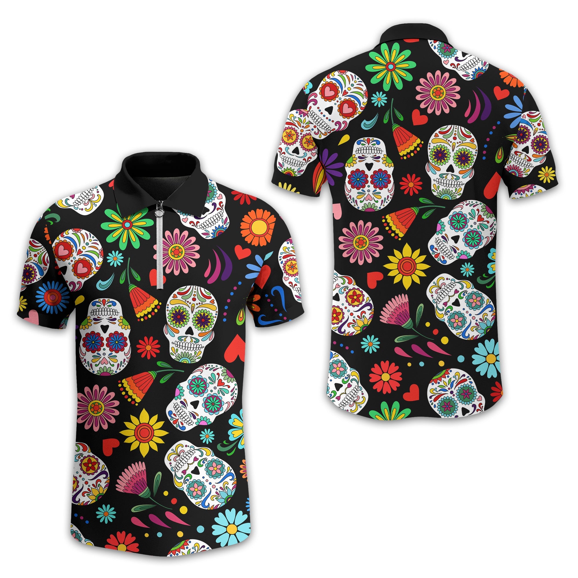 Fiesta Feeling Skull Men's Golf Polo Shirt, Funny Golf Shirt, Gift For Golfers