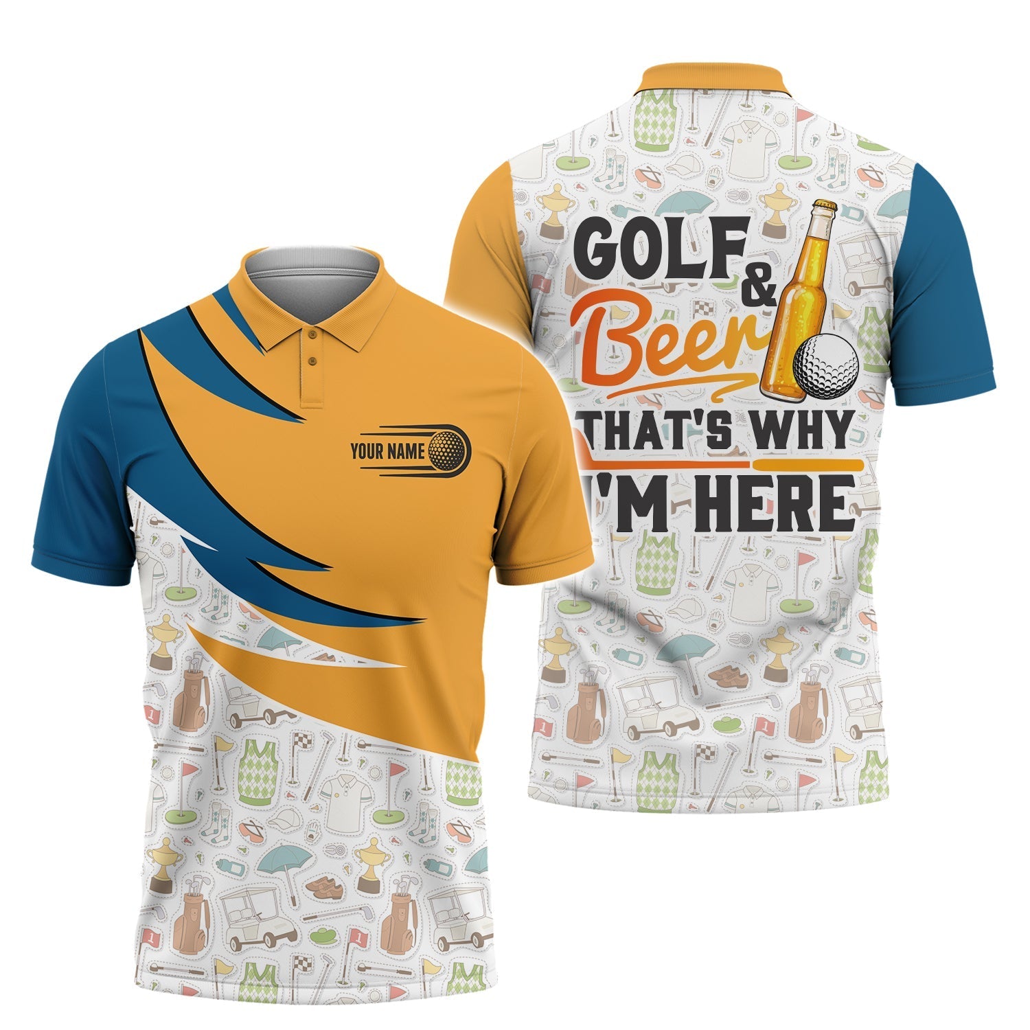 Golf And Beer That’s Why I’m Here, Golfing Apparel, Golf Clothing, Mens Golf Gift