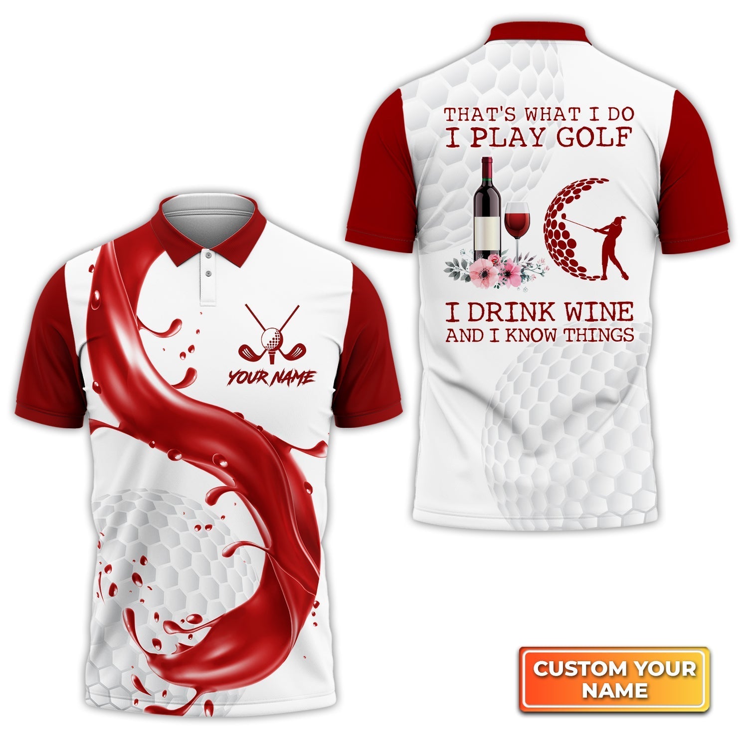 That's What I Do I Play Golf I Drink Wine, Golfing Apparel, Golf Clothing, Mens Golf Gift