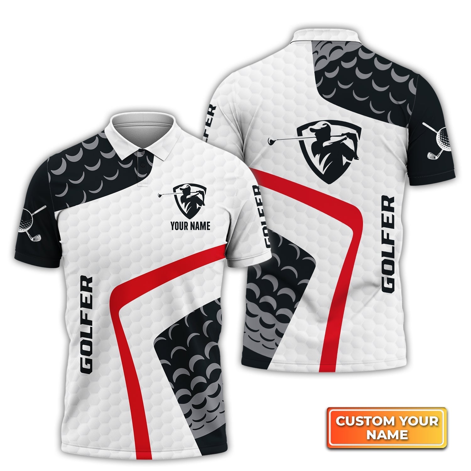 Golf Club - Personalized Name 3D Polo Shirt Gift For Golfers