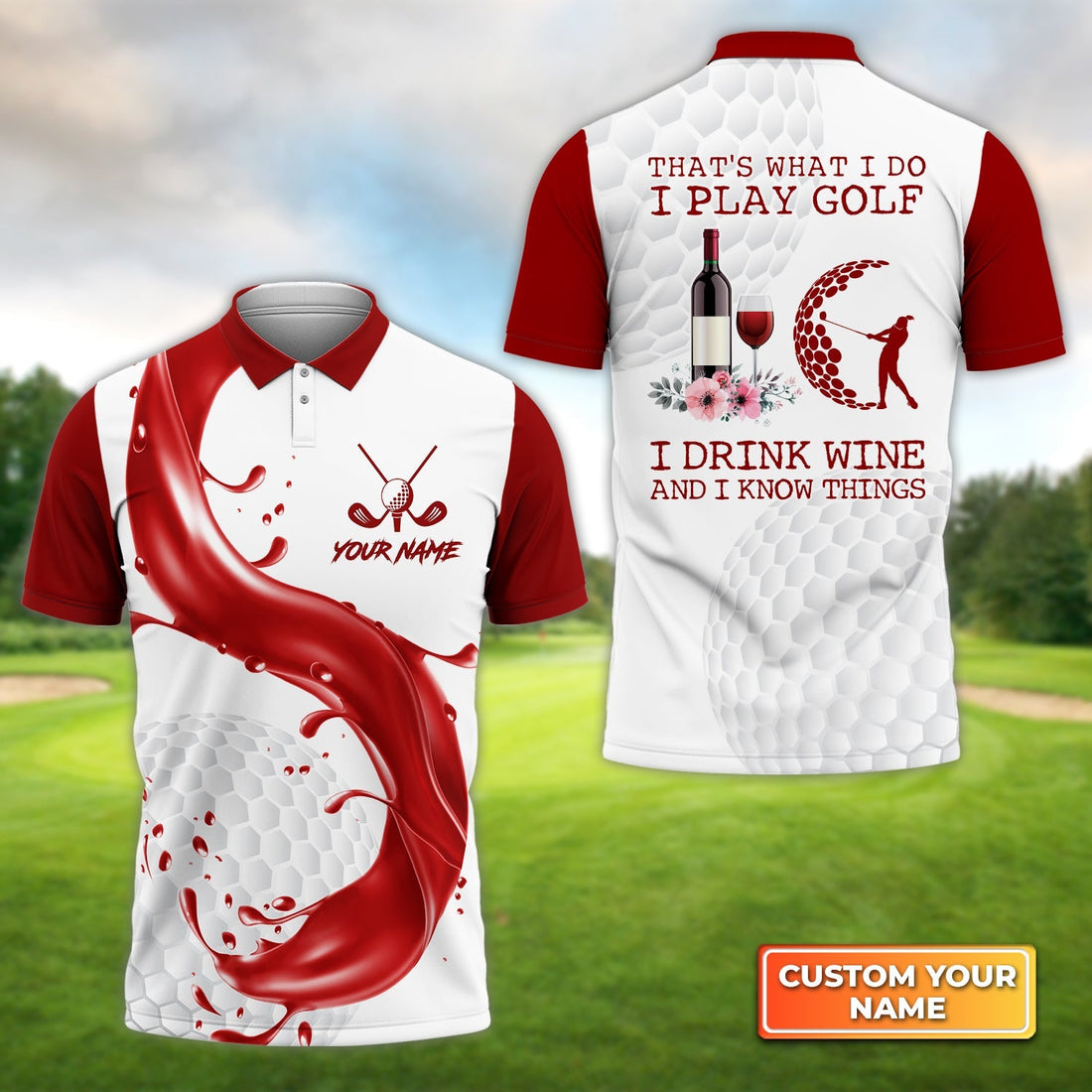 That's What I Do I Play Golf I Drink Wine, Golfing Apparel, Golf Clothing, Mens Golf Gift