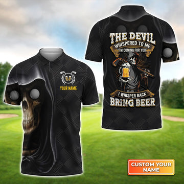 Golf I Whisper Back Bring Beer - Personalized Name 3D Polo Shirt Gift For Golfers