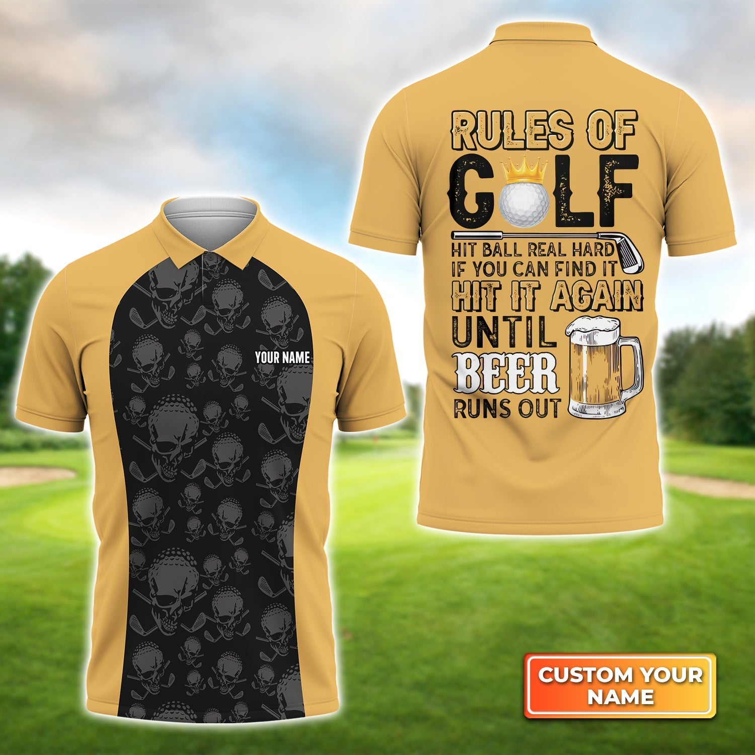 Rules of Golf - Personalized Name 3D Polo Shirt Gift For Golfers
