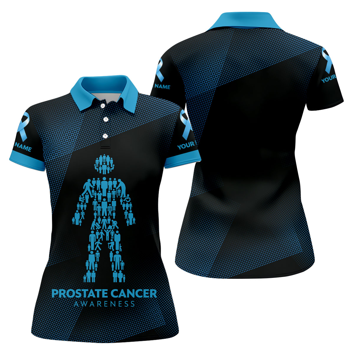 Prostate Cancer Awareness Black And Blue Polo, Cancer Awareness Shirt, Ladies Golf Shirts