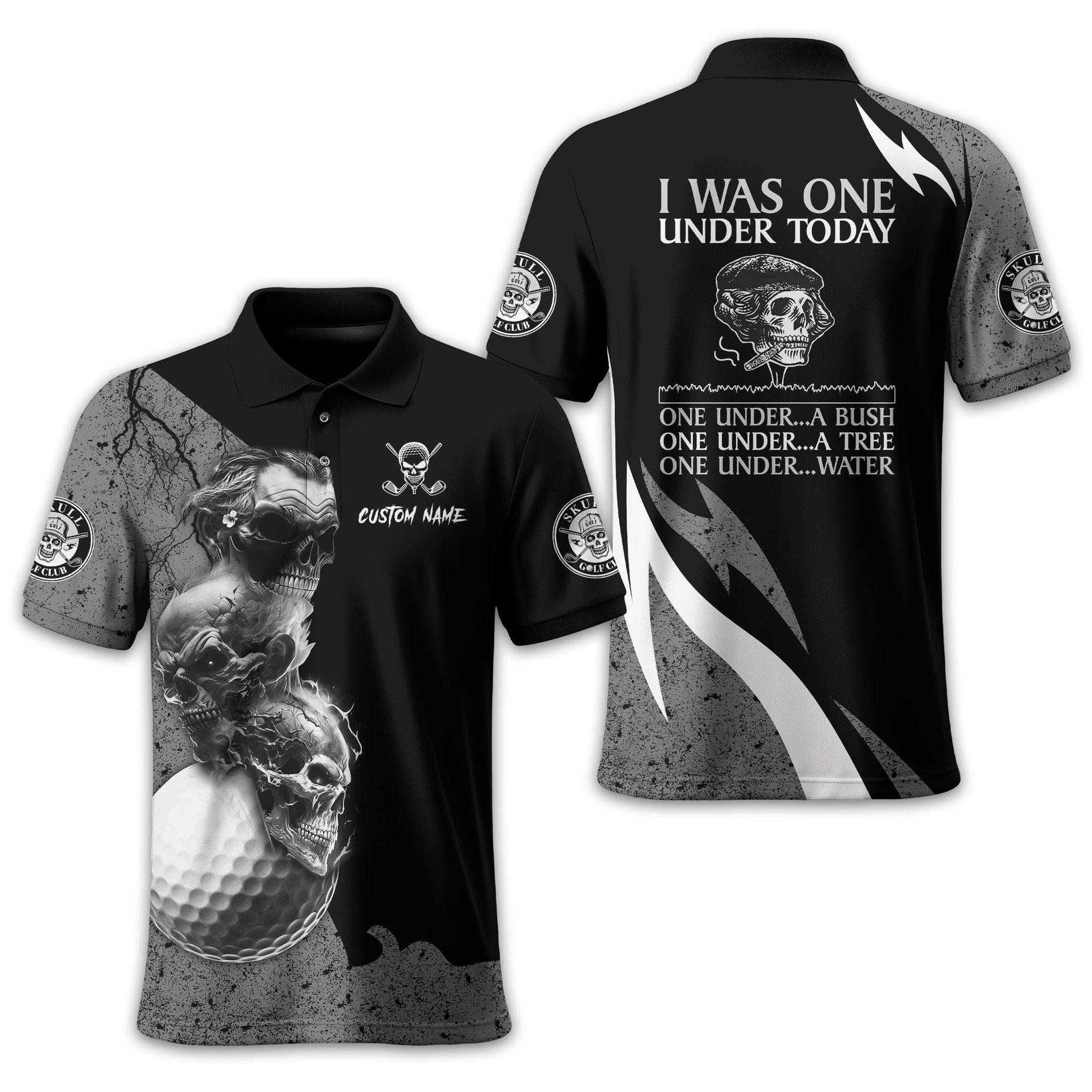 I Was One Under Today Custom Golf Polo Shirt, Skull Golf Shirt, Gift For Golfers, Funny Golf Polo Shirt