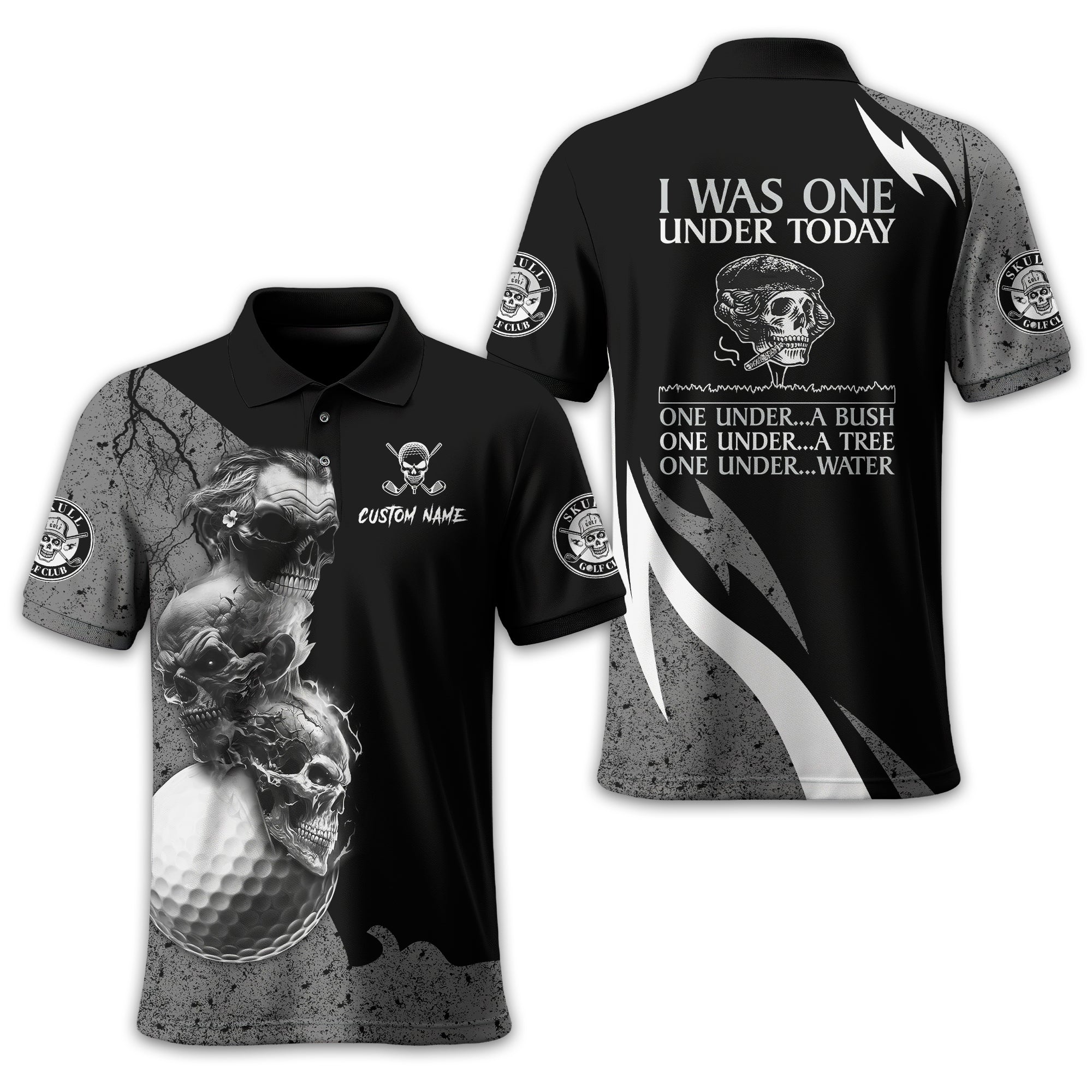 I Was One Under Today Custom Golf Polo Shirt, Skull Golf Shirt, Gift For Golfers, Funny Golf Polo Shirt