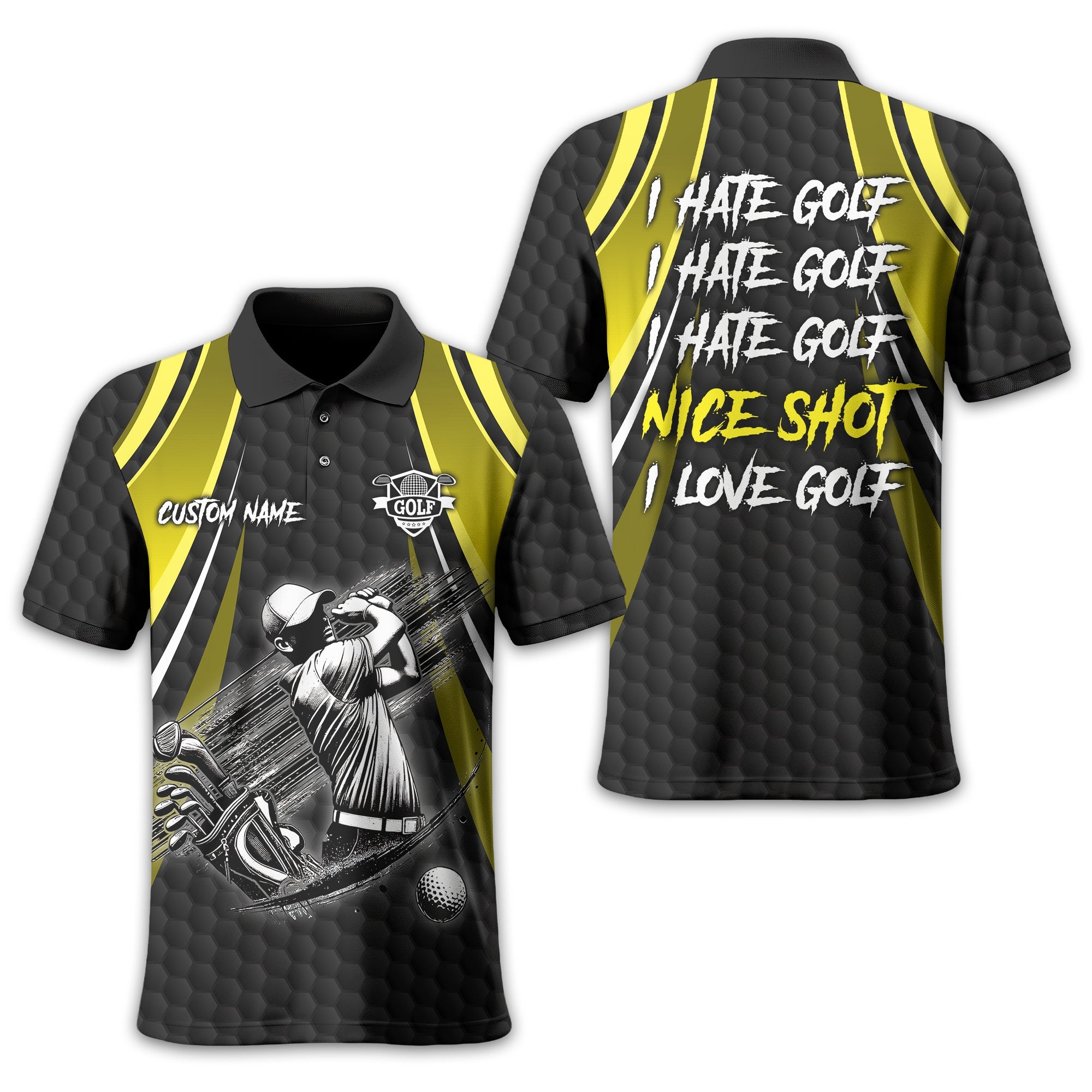 I Hate Golf Custom Men's Golf Polo Shirt, Funny Golf Shirt, Gift For Golfer