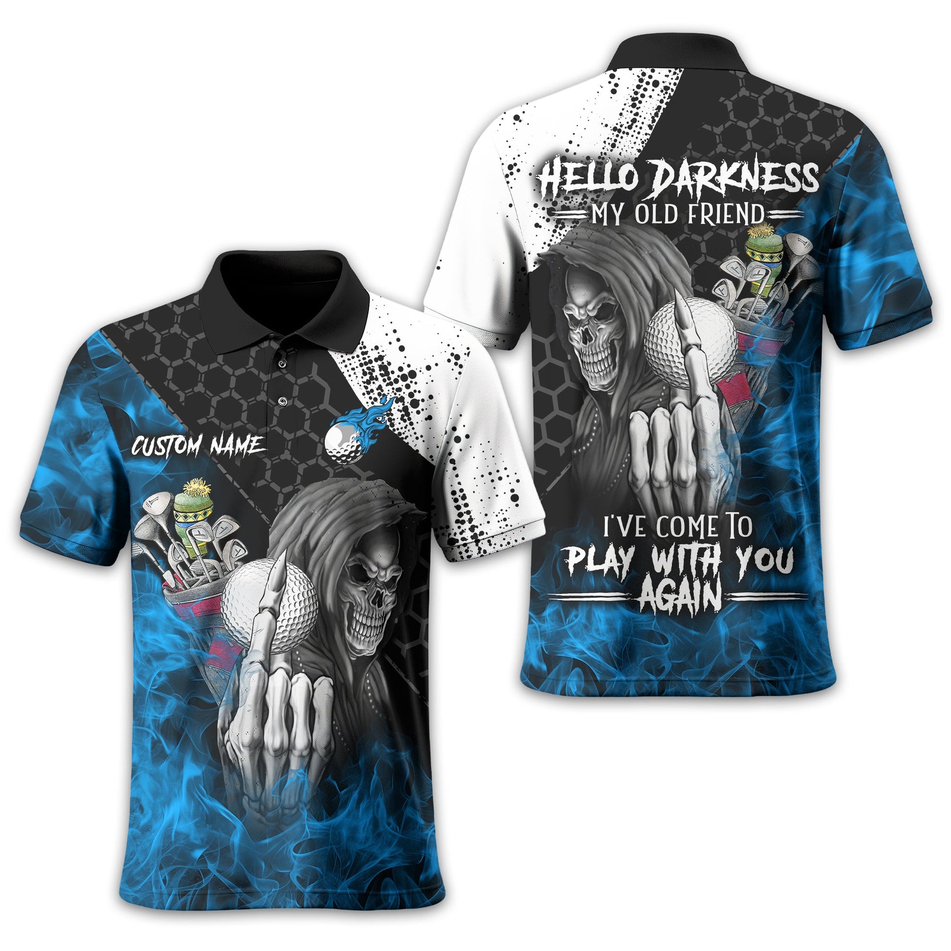 Hello Darkness My Old Friend Custom Golf Shirt, Present For Golfer