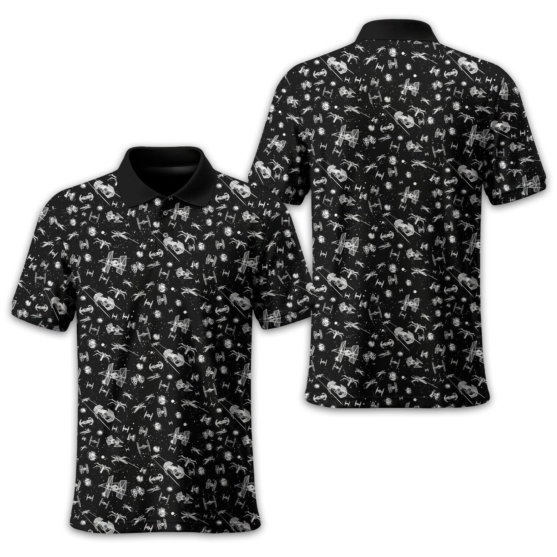 Black Galaxy Golf Polo Shirt, Gift For Golfers, Golf Gift For Men
