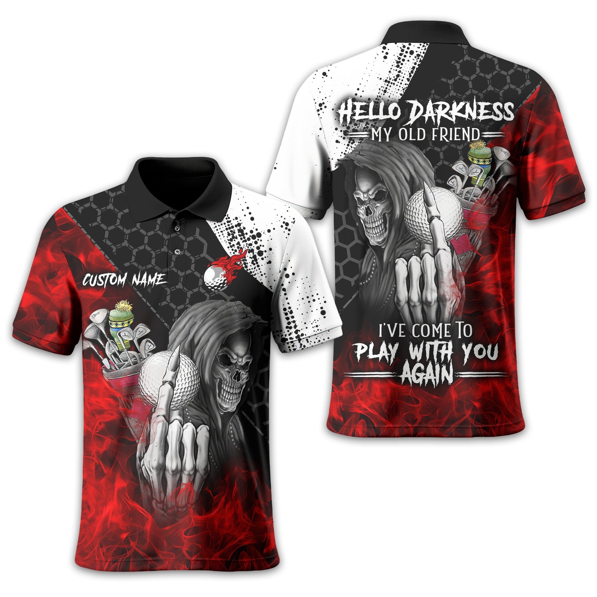 Hello Darkness My Old Friend Custom Golf Shirt, Present For Golfer