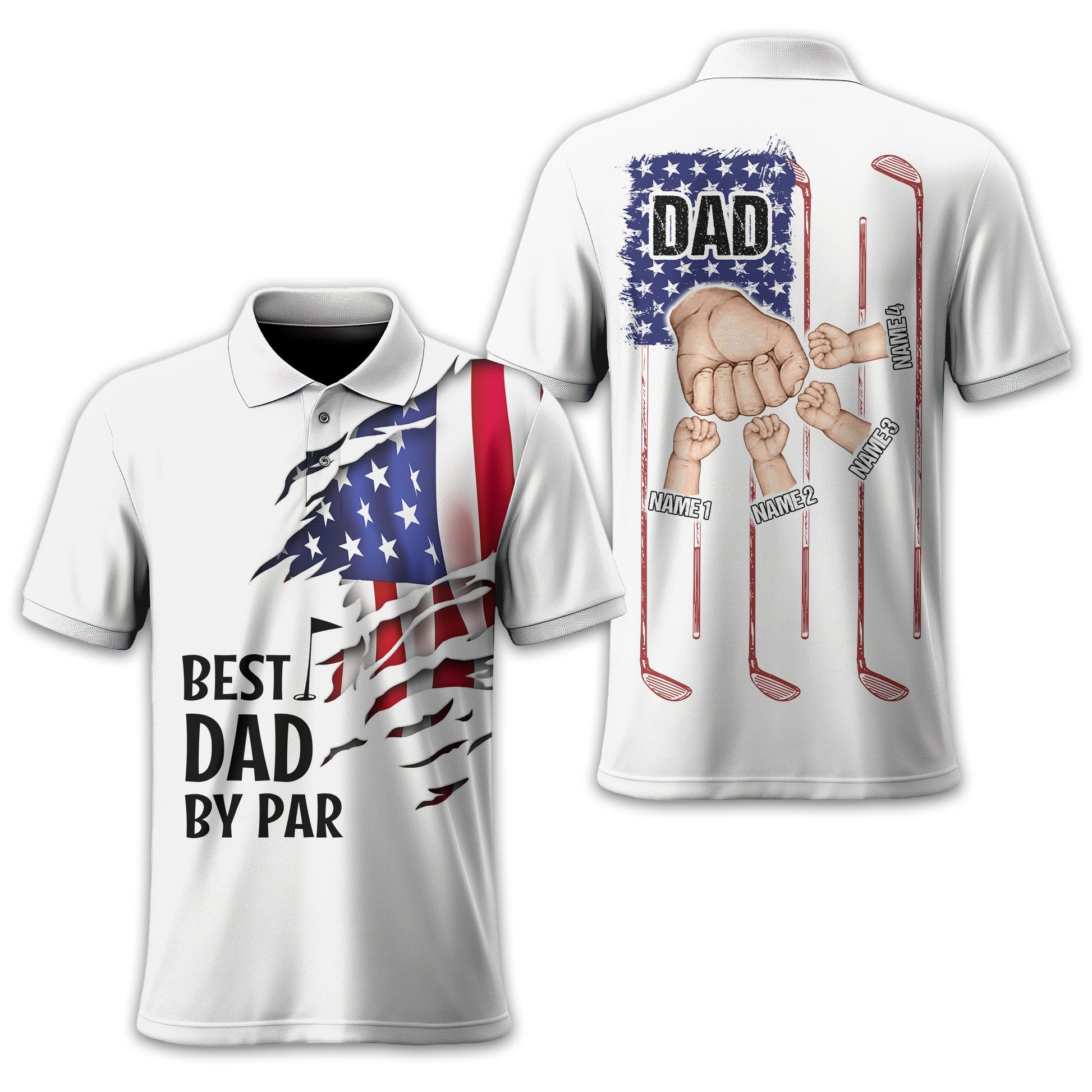 Best Dad By Par Custom Golf Polo Shirt, Gift For Golfers, Golf Gift For Men