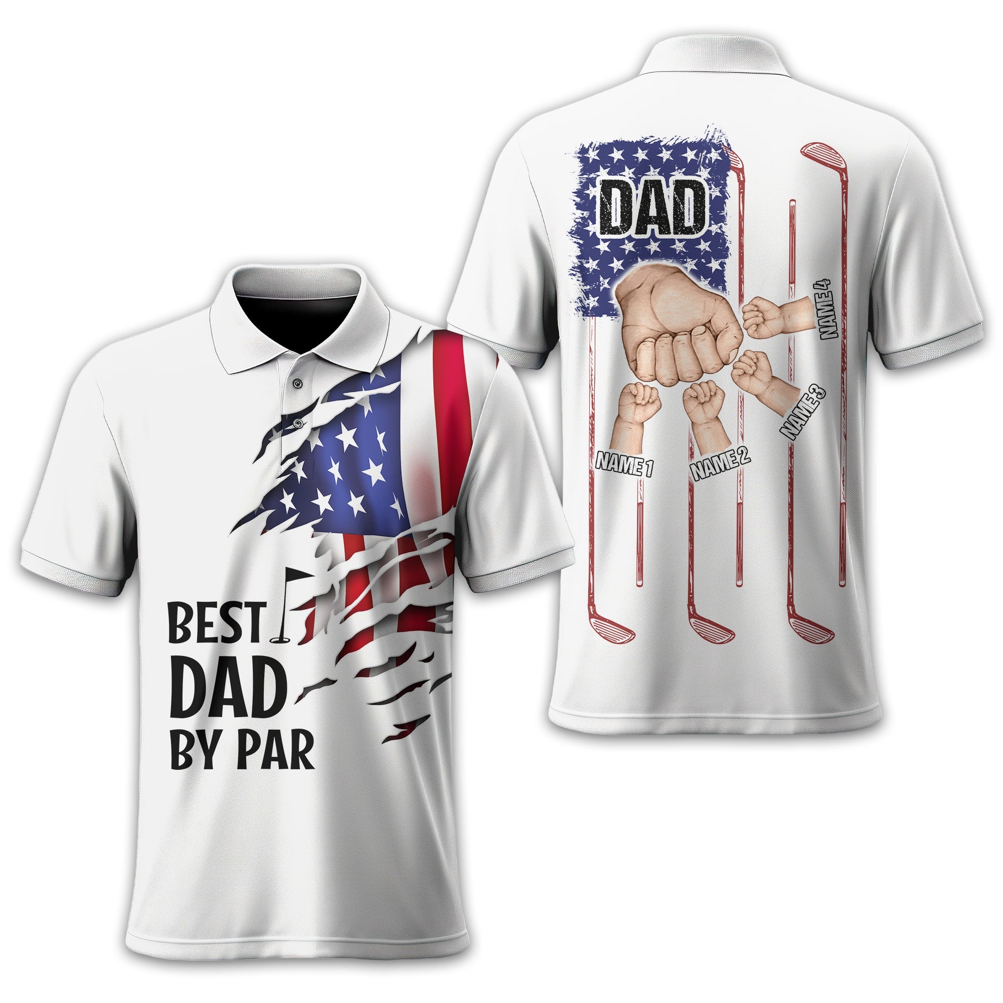 Best Dad By Par Custom Golf Polo Shirt, Gift For Golfers, Golf Gift For Men