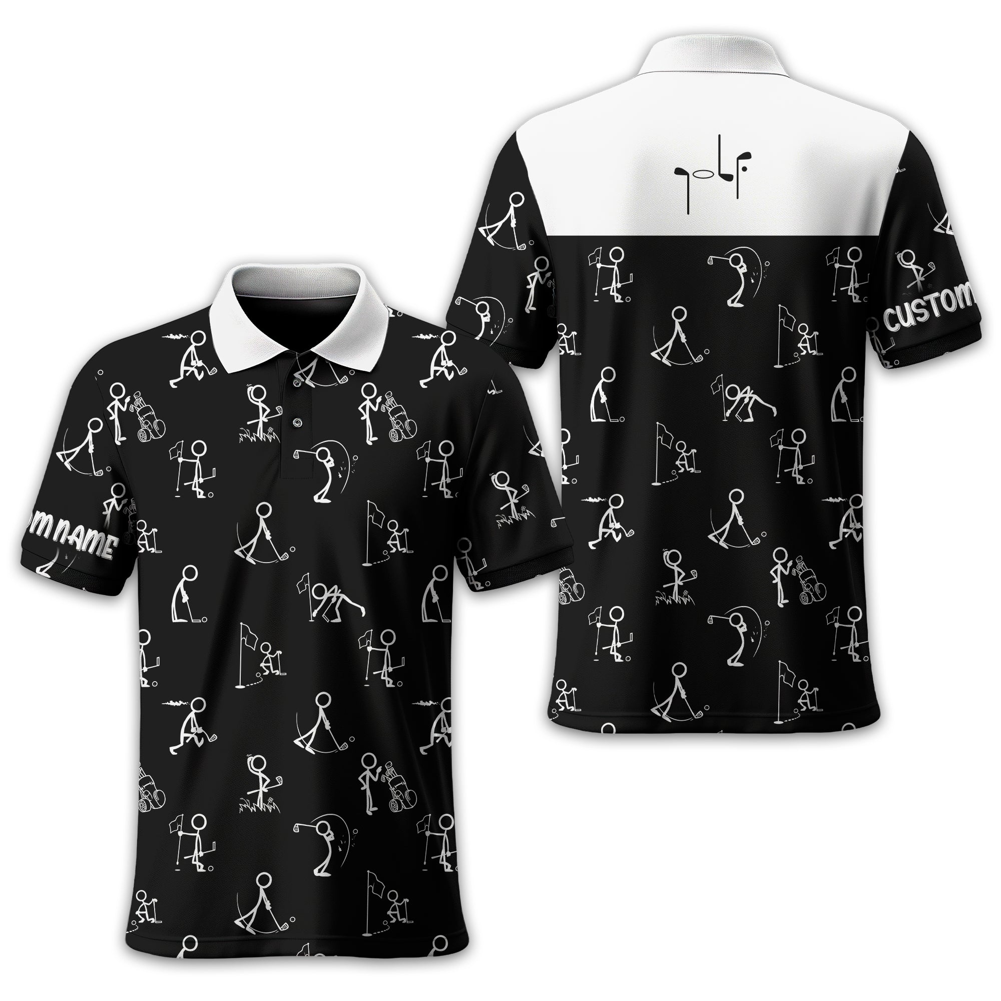 Funny Stick Figure Golf Polo Shirt, Gift For Golfers, Golf Gift For Him