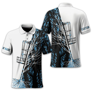 Personalized Tree And Basket Golf Polo Shirt, Gift For Golfers, Golf Gift For Men